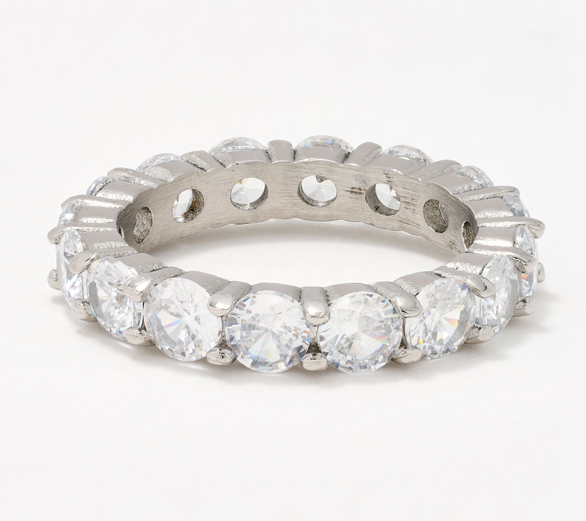 "As Is" Steel by Diamonique Round Cut Eternity Band