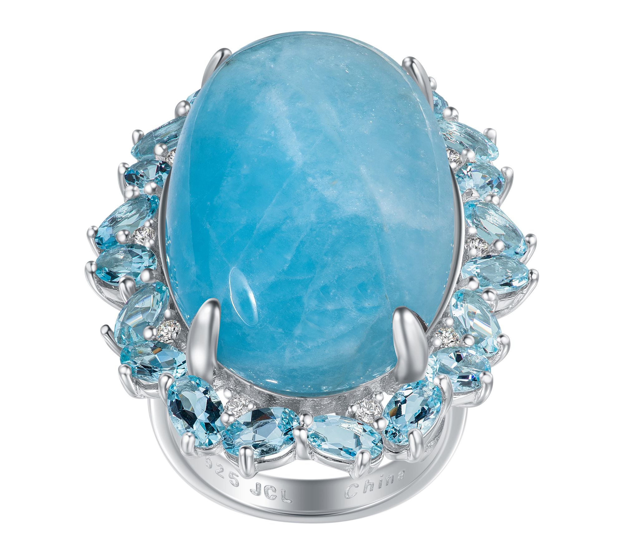 Affinity Gems Oval Cut Gemstone Halo Cocktail Ring, Sterling