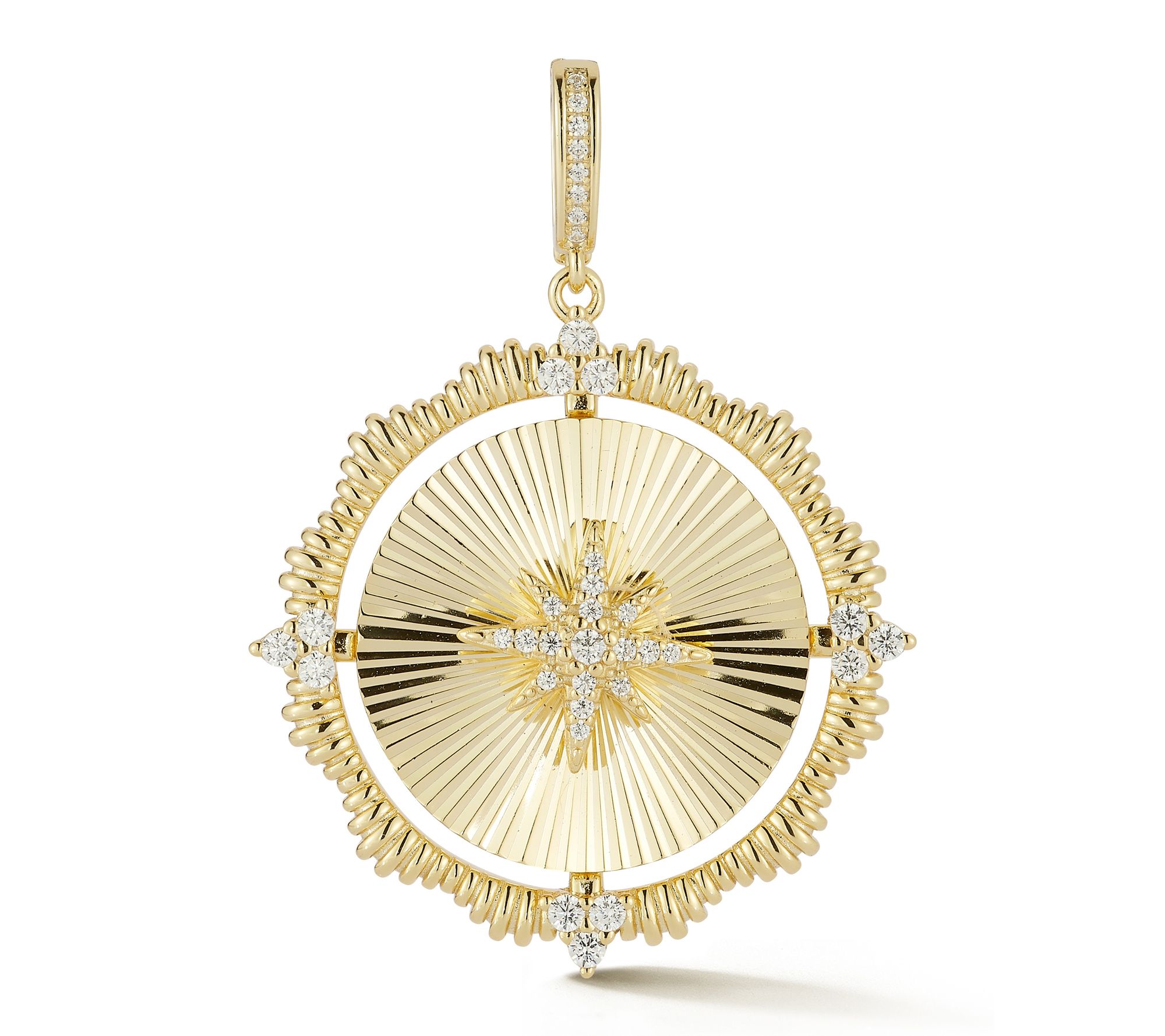 Sterlina Silver Pave Vintage Star Medallion Pendant, Sterling