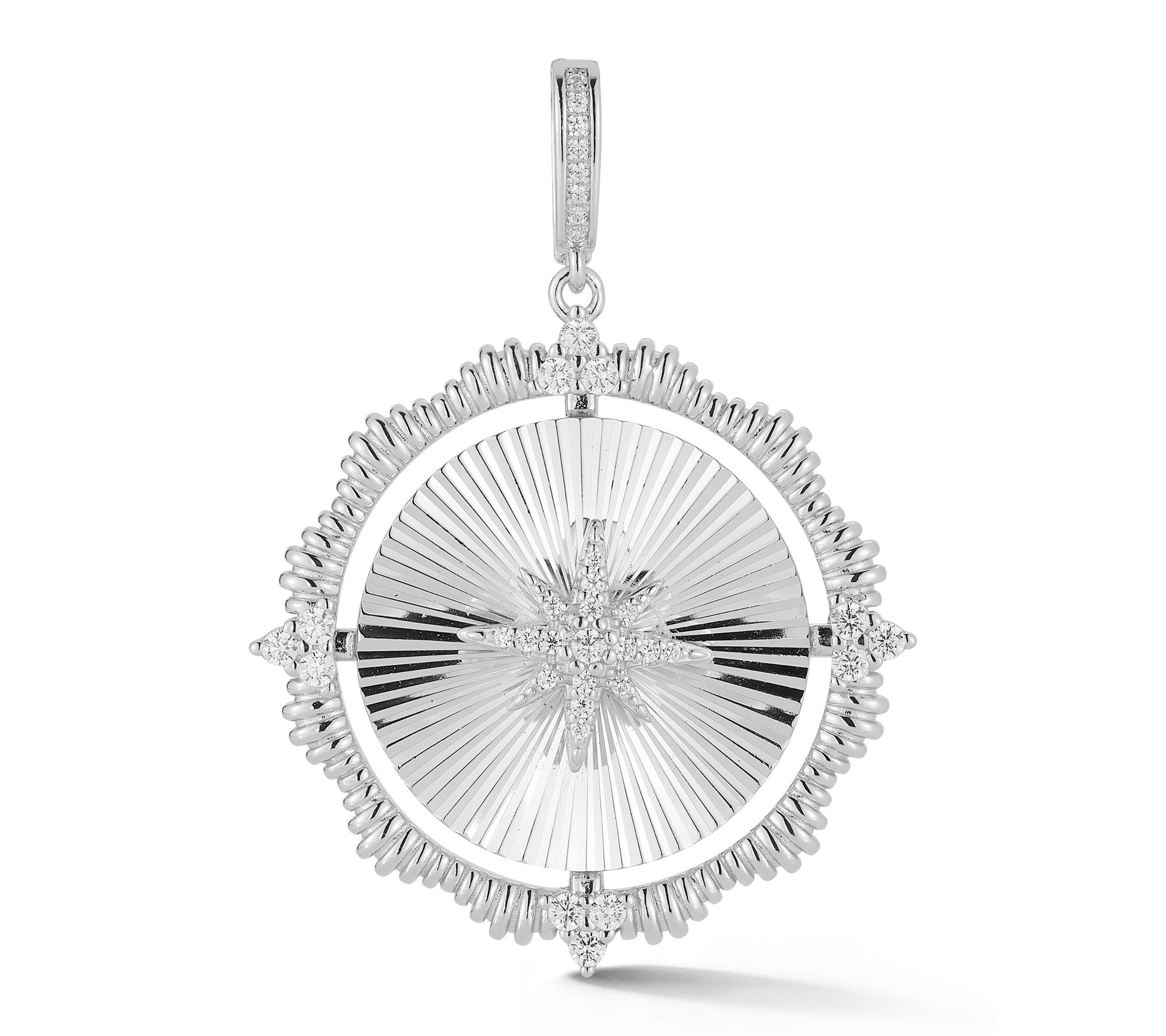Sterlina Silver Pave Vintage Star Medallion Pendant, Sterling