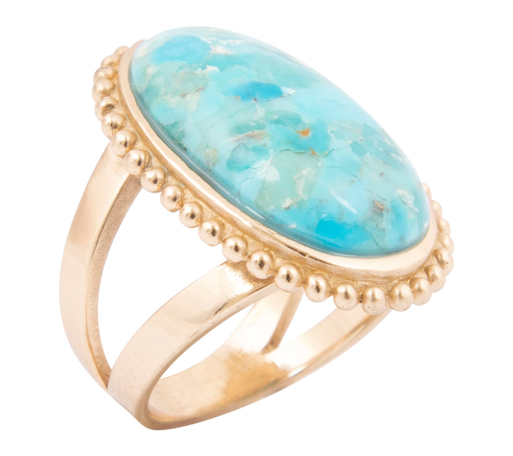 Barse Artisan Crafted Bronze Refined Turquoise Statement Ring