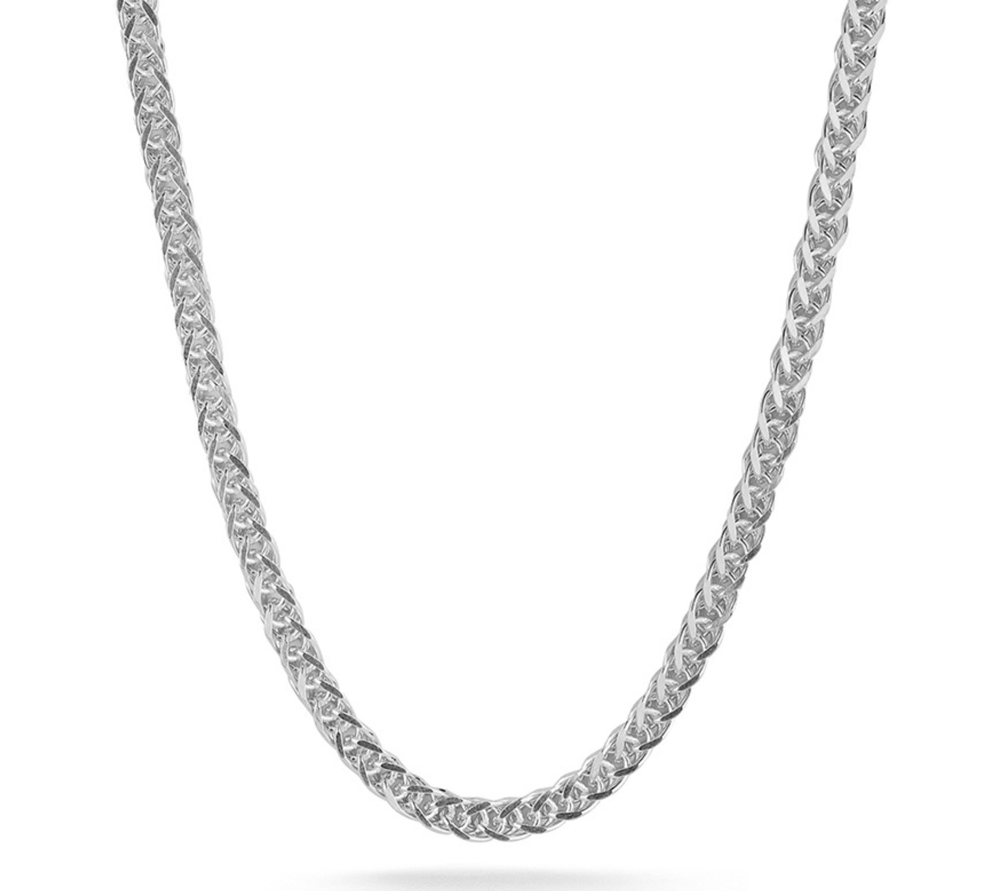 Italian Silver Bold Wheat Chain Necklace, Sterling