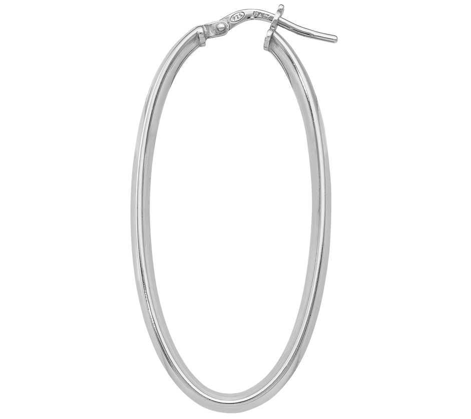 Italian Silver Large Oval Hoop Earrings - QVC.com