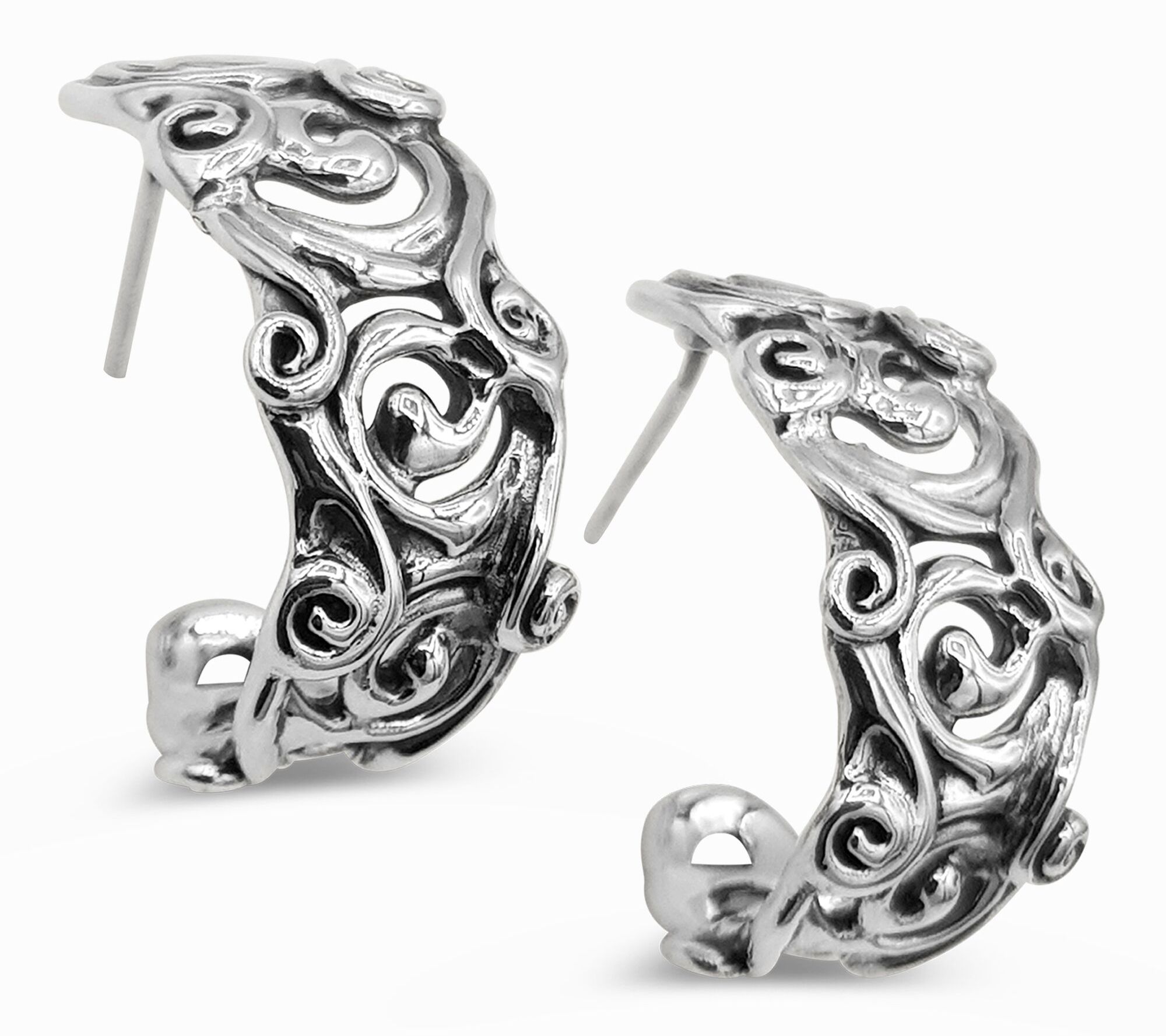 Hagit Sterling Silver Swirl Hoop Earrings - QVC.com