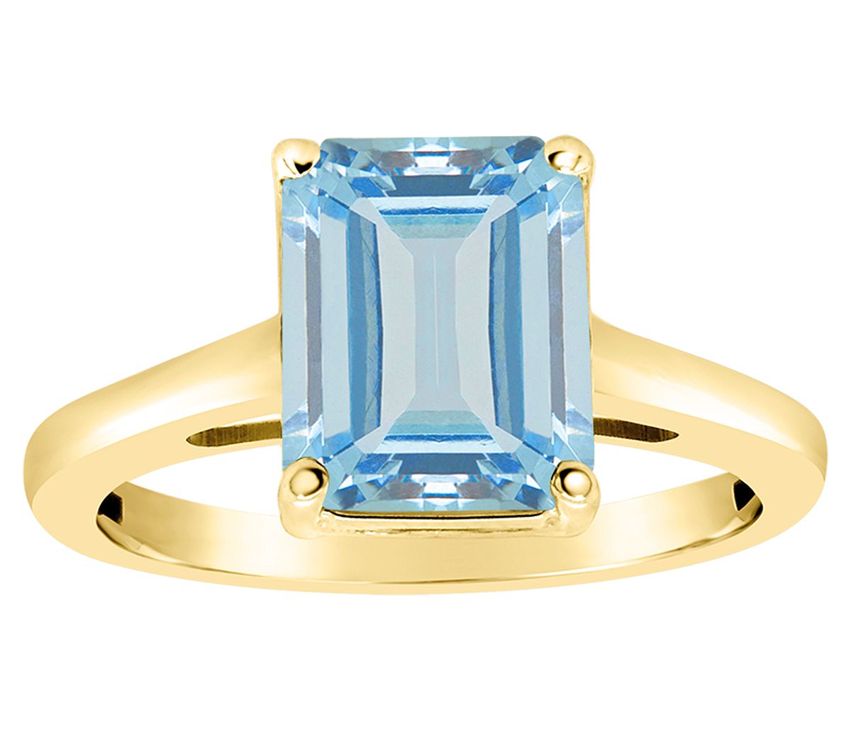 14K Gold Emerald Cut 3.80 cttw Sky Blue Topaz Ring