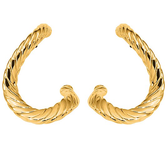 Italian Gold 14K Gold Twisted Textured PostHoop Earring