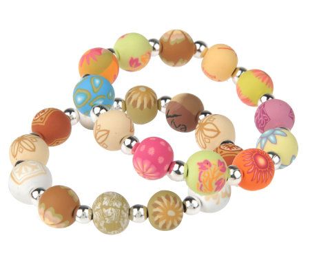 WONDERFUL VIVA BEADS MULTI COLOR CLAY BEADS & SILVER TONED METAL
