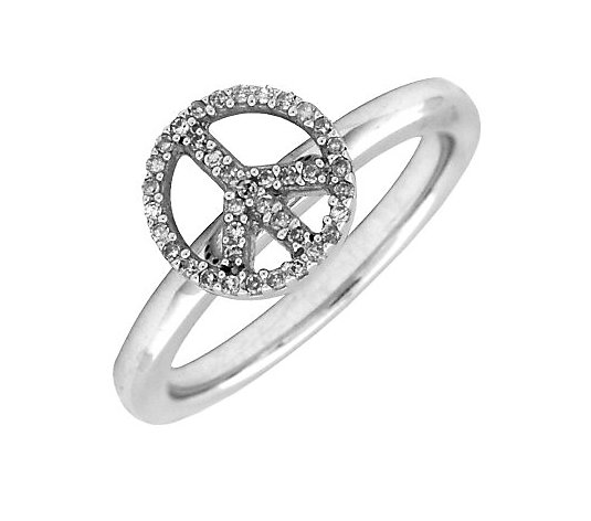 Simply Stacks Sterling Peace Symbol Diamond Ring