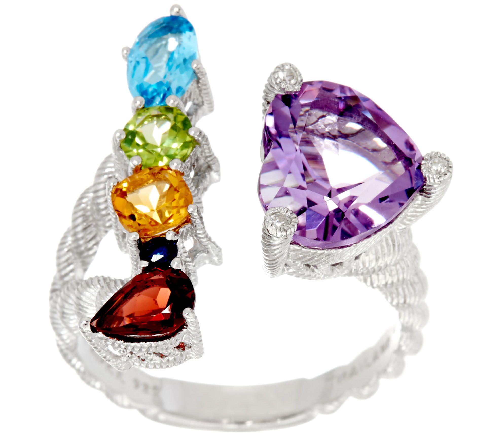 Judith Ripka Sterling Silver 3.80 cttw Gemstone Heart Ring - QVC.com