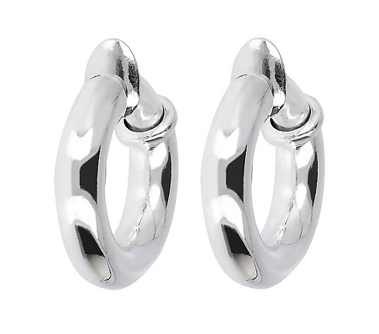 UltraFine Silver 3/4" Polished Clip-On Hoop Earrings
