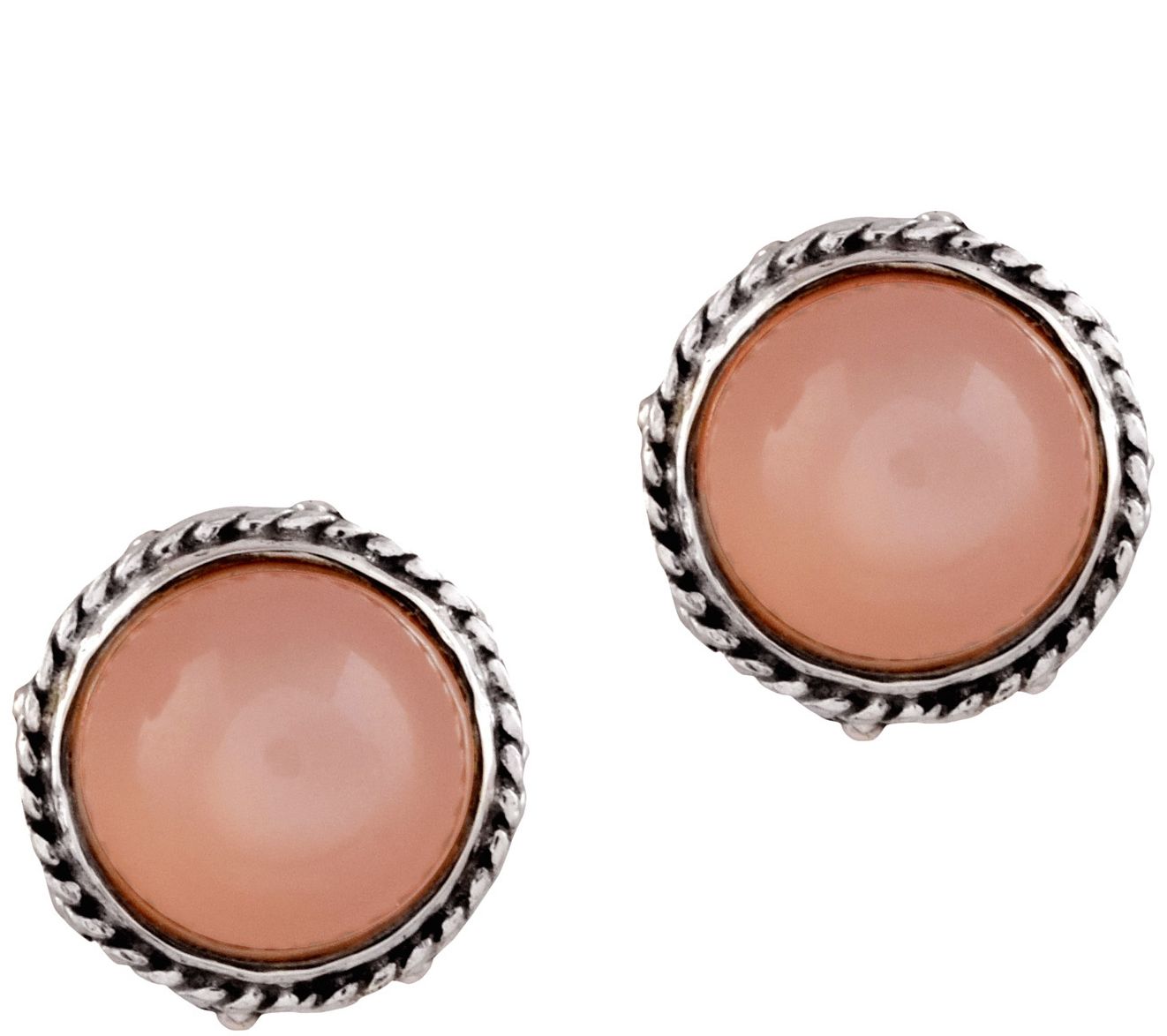 Artisan Crafted Sterling Silver Peach MoonstoneStud Earrings