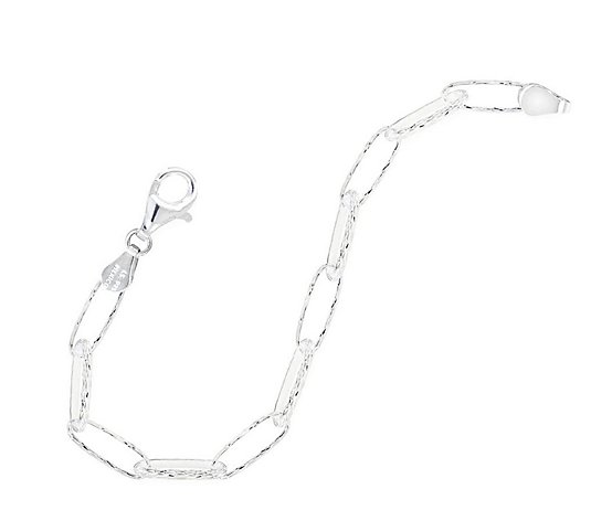 Imperial Silver Diamond Cut Paper Clip Link Bracelet