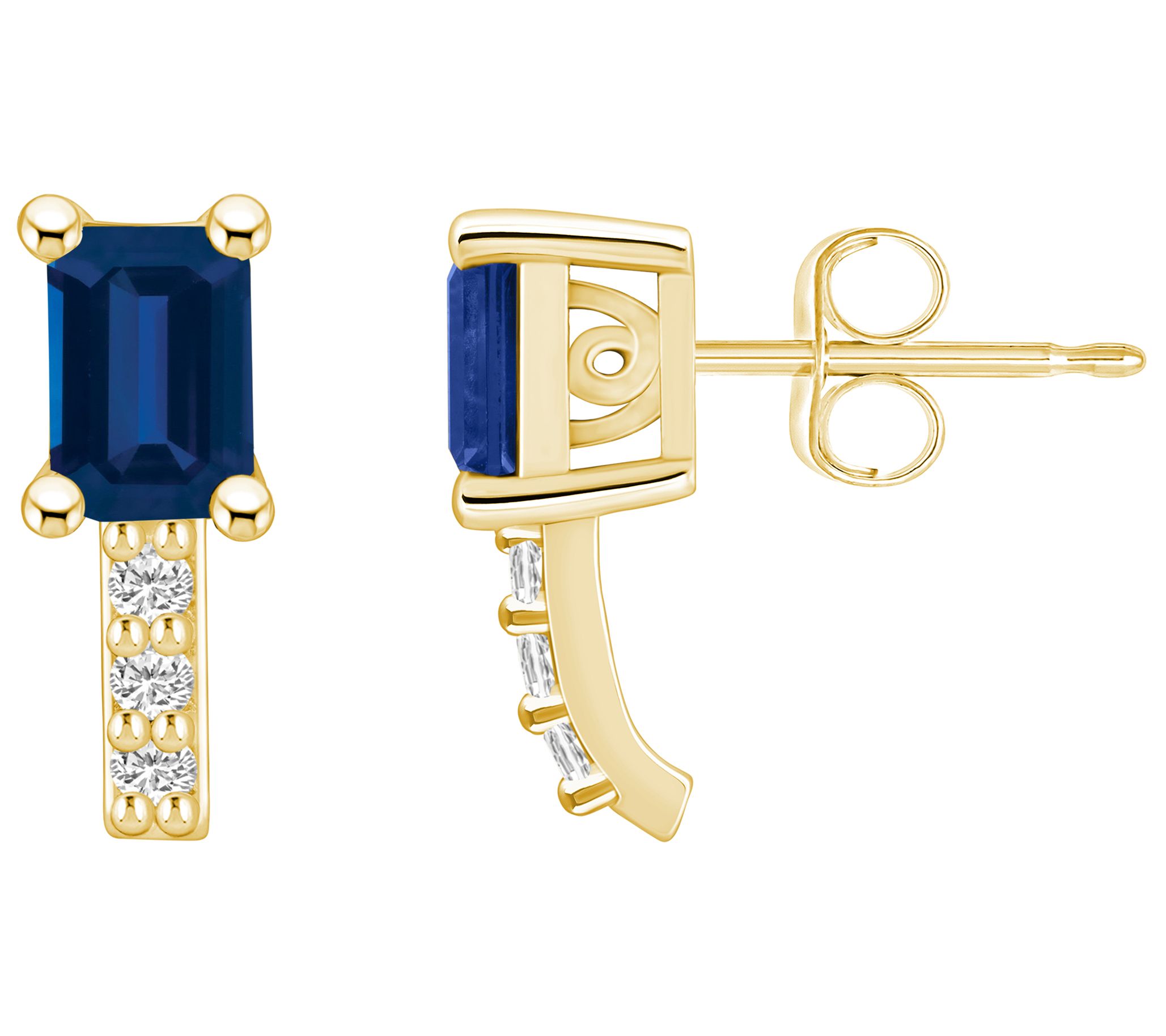 Affinity Gems 14K Gold Emerald Gemstone Diamond Studs