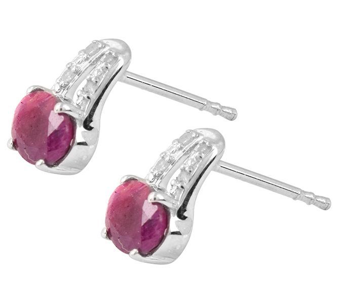Affinity Gems Sterling Silver Ruby Prong Stud Earrings