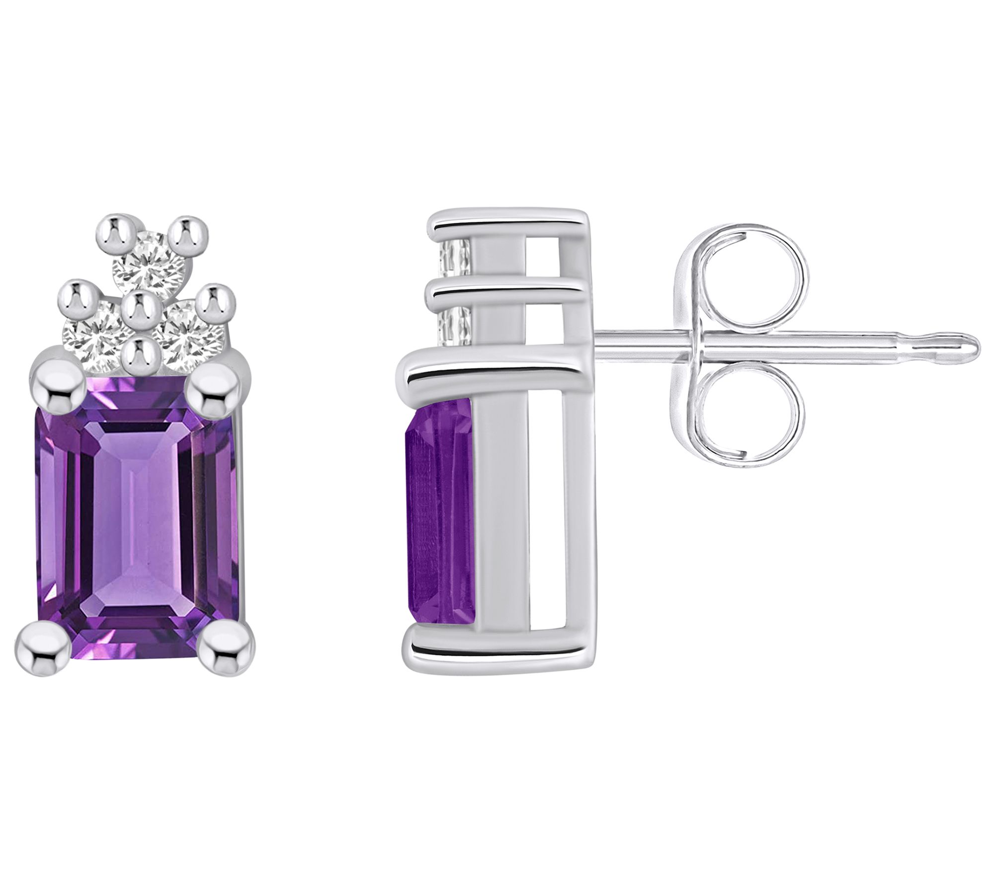 Affinity Gems Emerald Gemstone & Diamond Stud E arrings, 14K