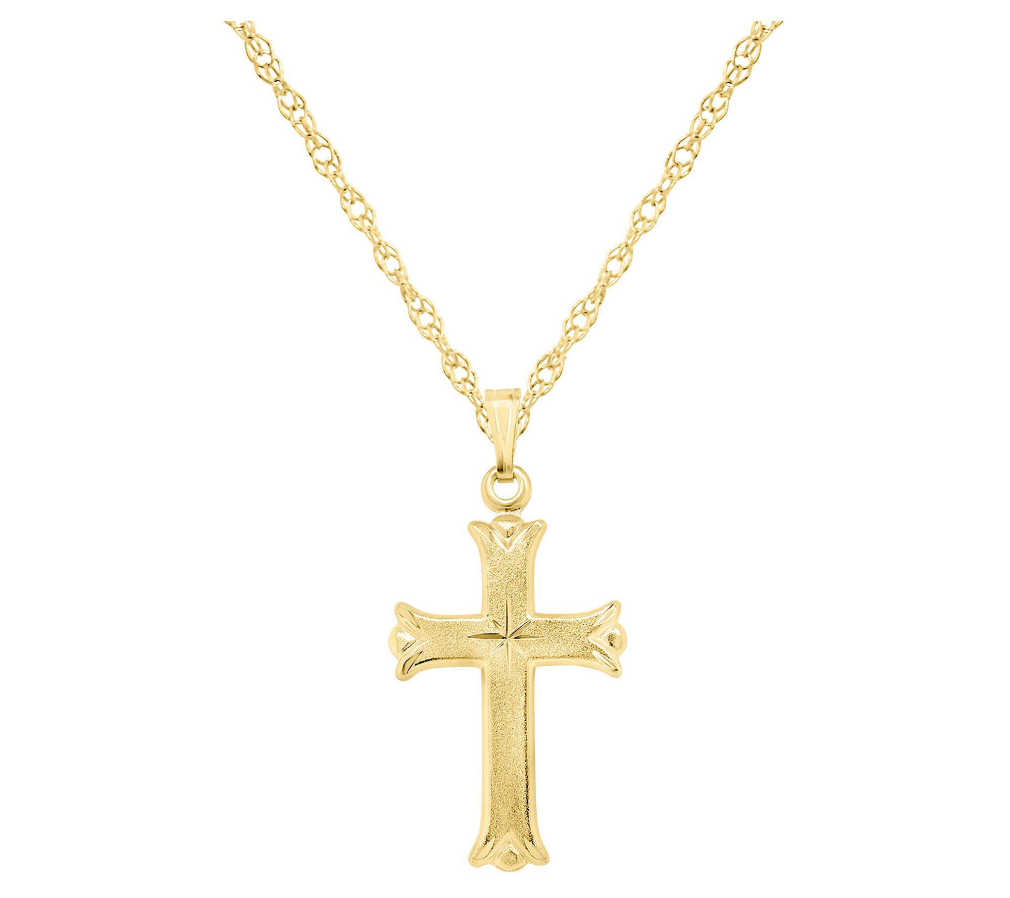 Men's Sandblast Cross Pendant w/ Chain, Sterling Silver