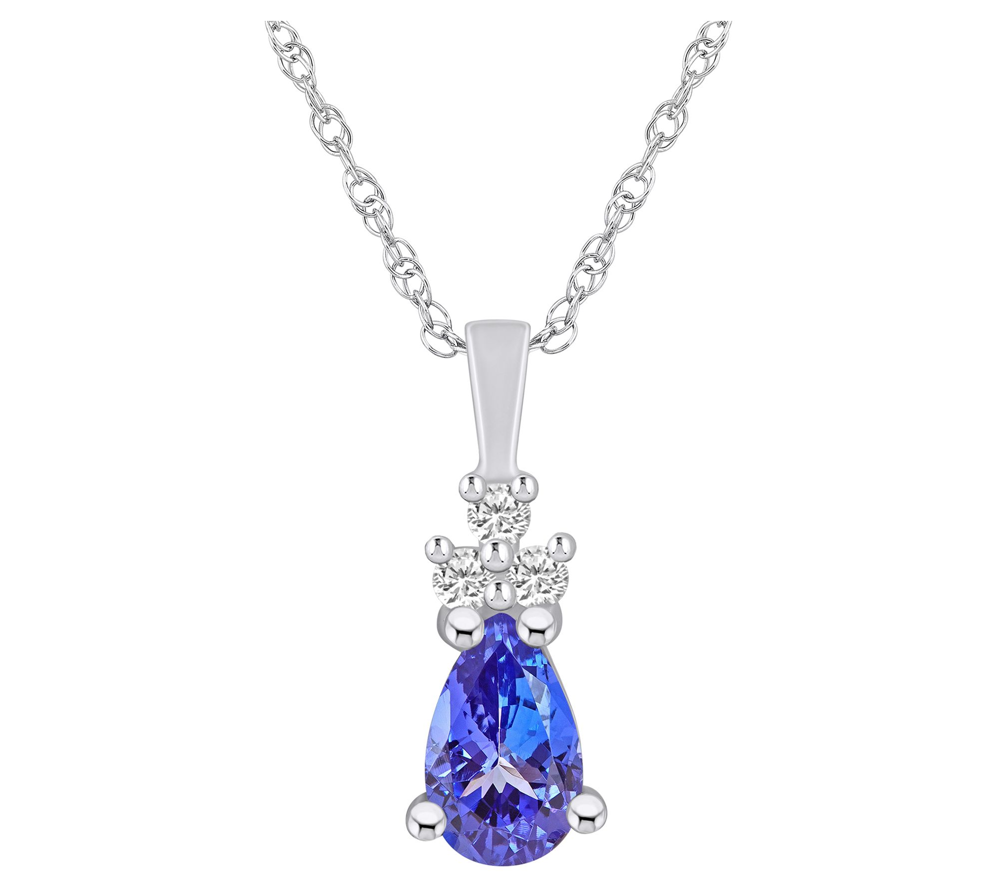 Affinity Gems Tanzanite & Diamond Pendant w/ Chain, 14K Gold