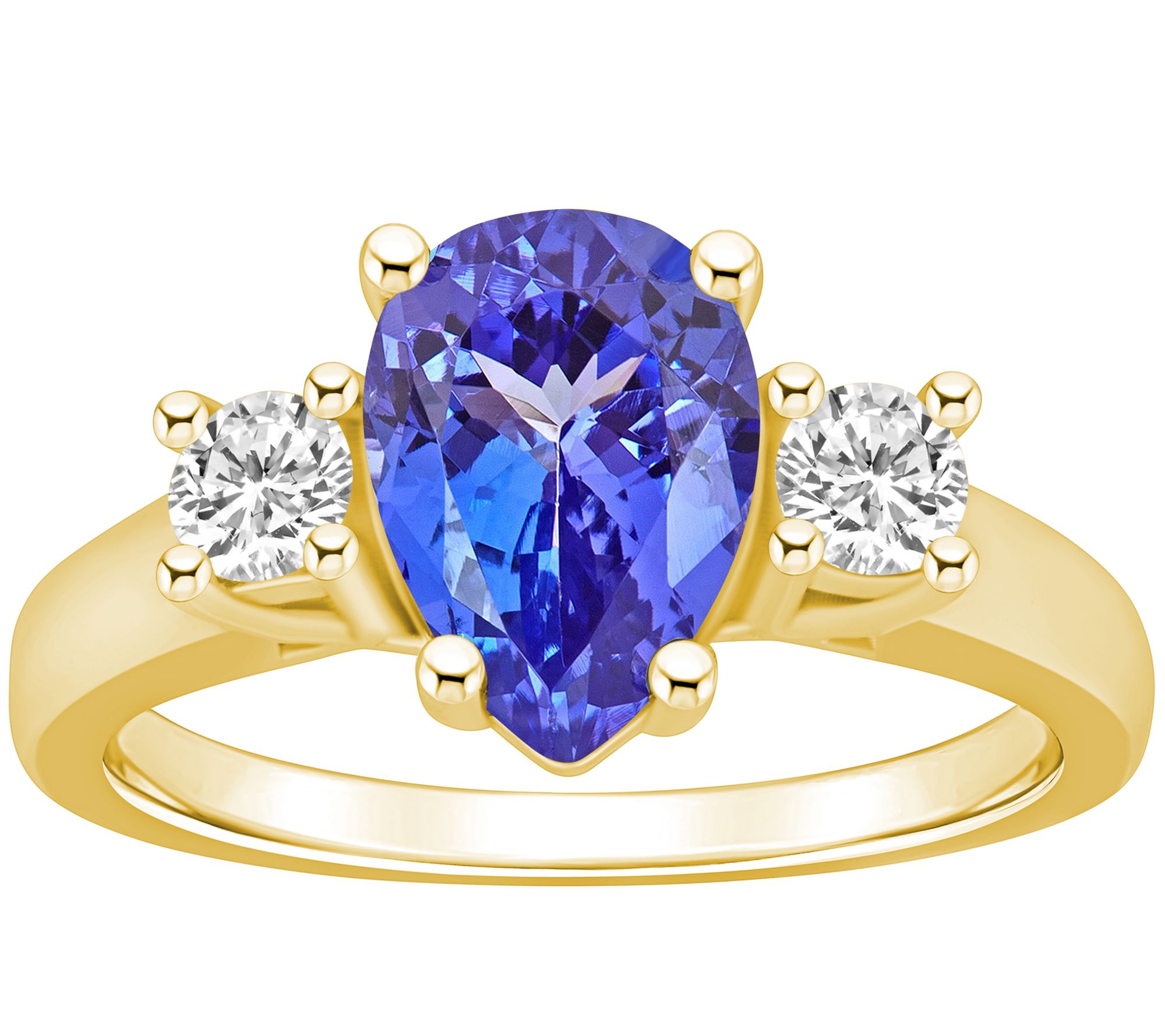 Affinity Gems Pear Cut Tanzanite & Diamond Ring, 14K Gold