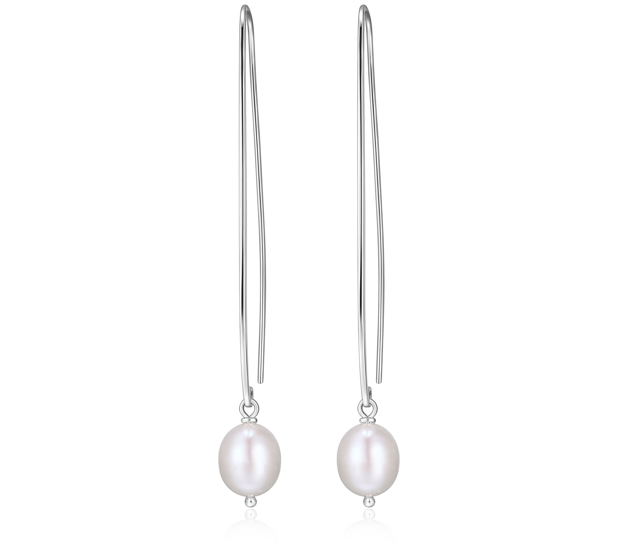 Affinity Cultured Pearl Threader Earrings, Sterling Silver