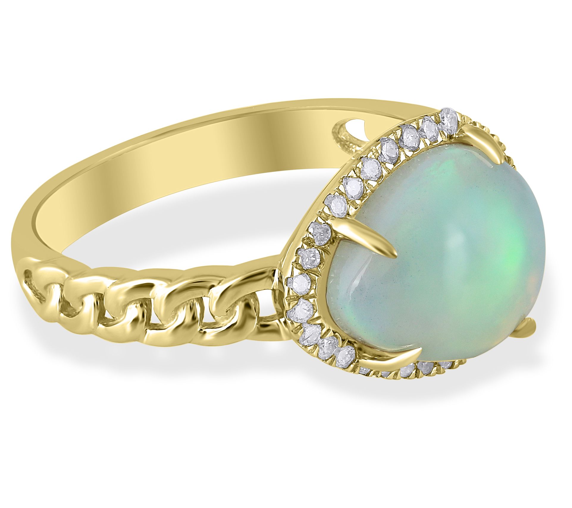 ByGOLDGIRL x QVC Opal & Diamond Ring, 14K Gold
