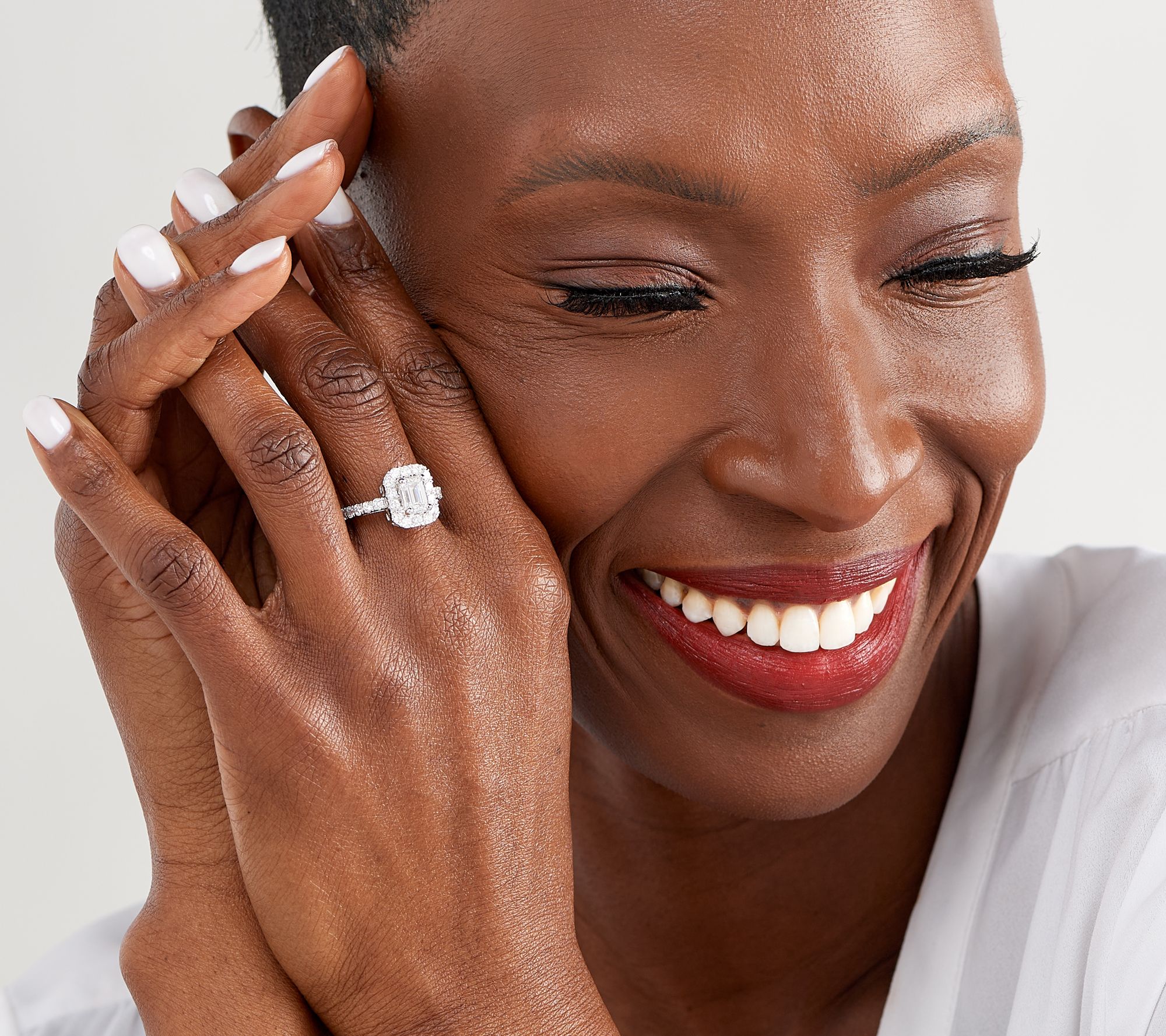 Fire Light Lab Grown Halo 2.0cttw Diamond Ring, 14K White Gold