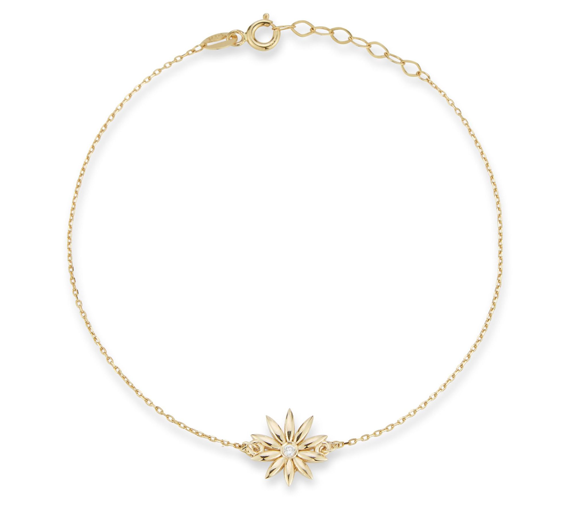 Luminosa Gold Diamond Flower Station Bracelet, 14K