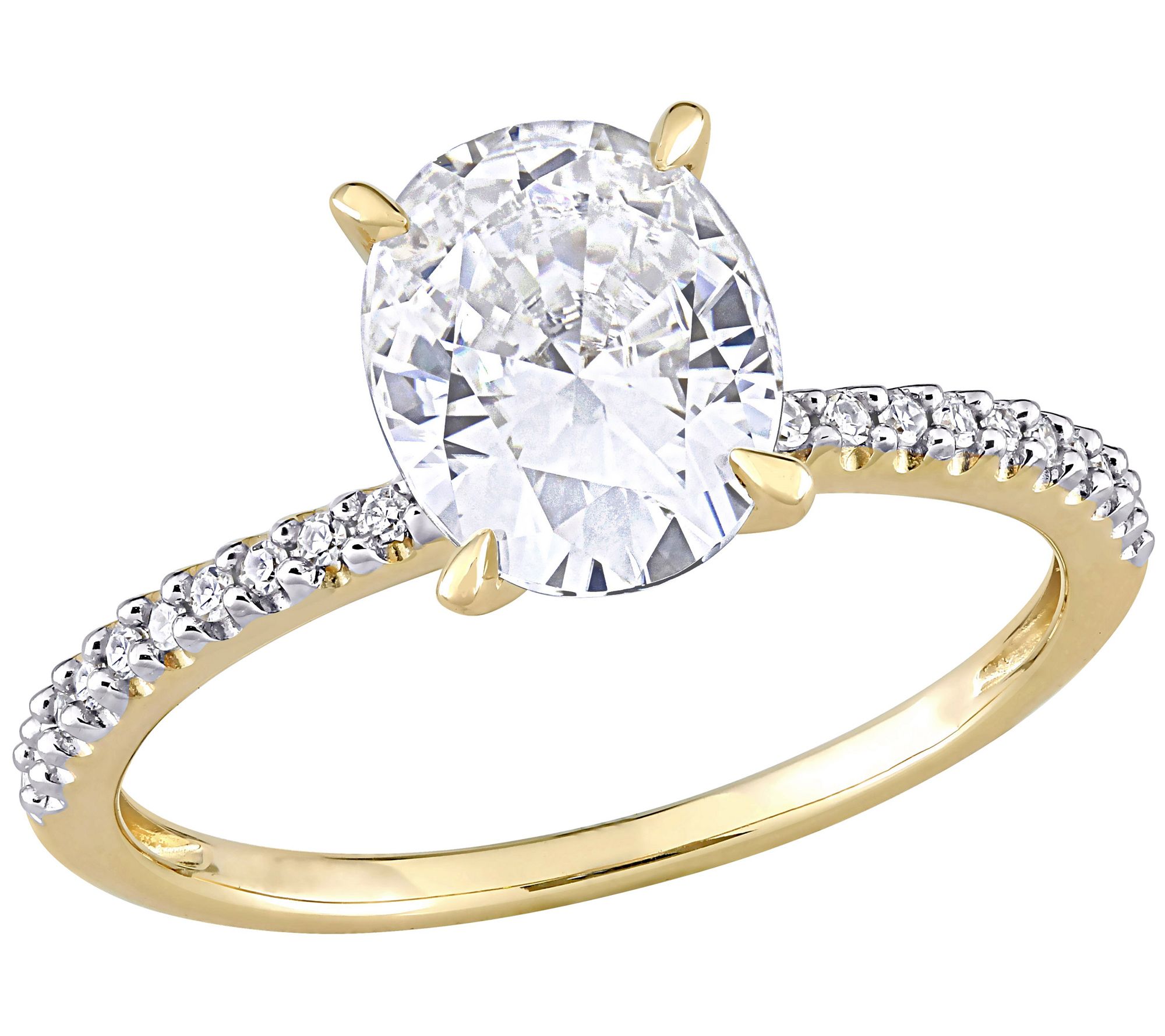 MoissanIce Moissanite 1.95 cttw & Diamond Engagement Ring, 14K