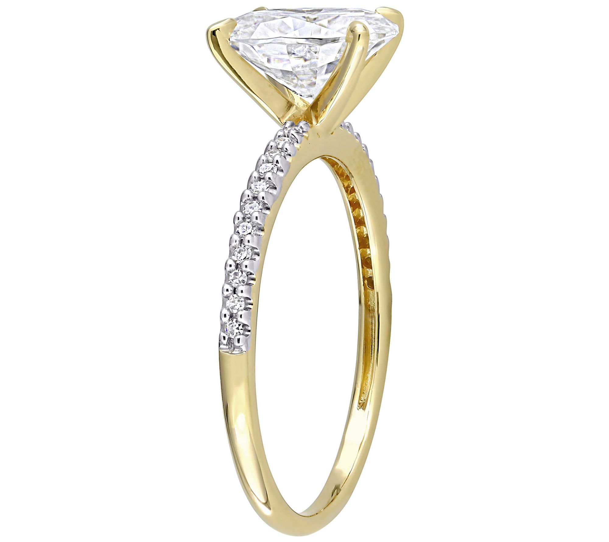 MoissanIce Moissanite 1.95 cttw & Diamond Engagement Ring, 14K