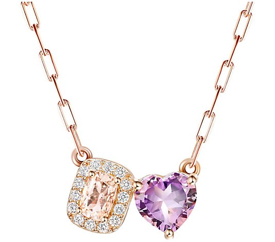 Affinity Gems Multi-Gemstone Necklace, 14K Rose Gold Plated - QVC.com