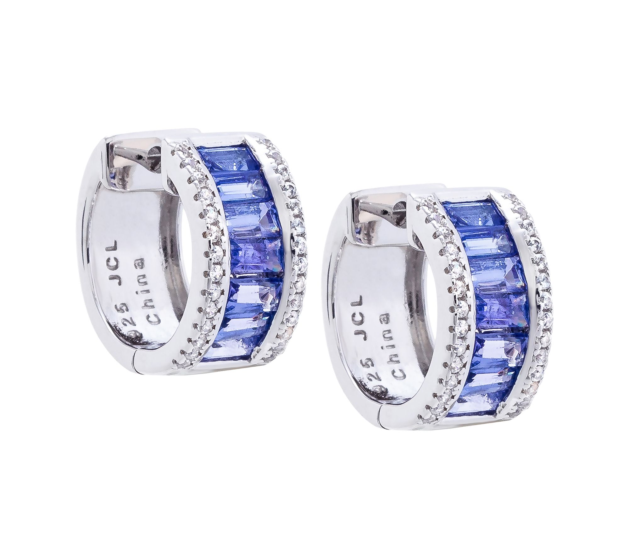 Affinity Gems Tanzanite & White Zircon Hoop Earrings, Sterlin