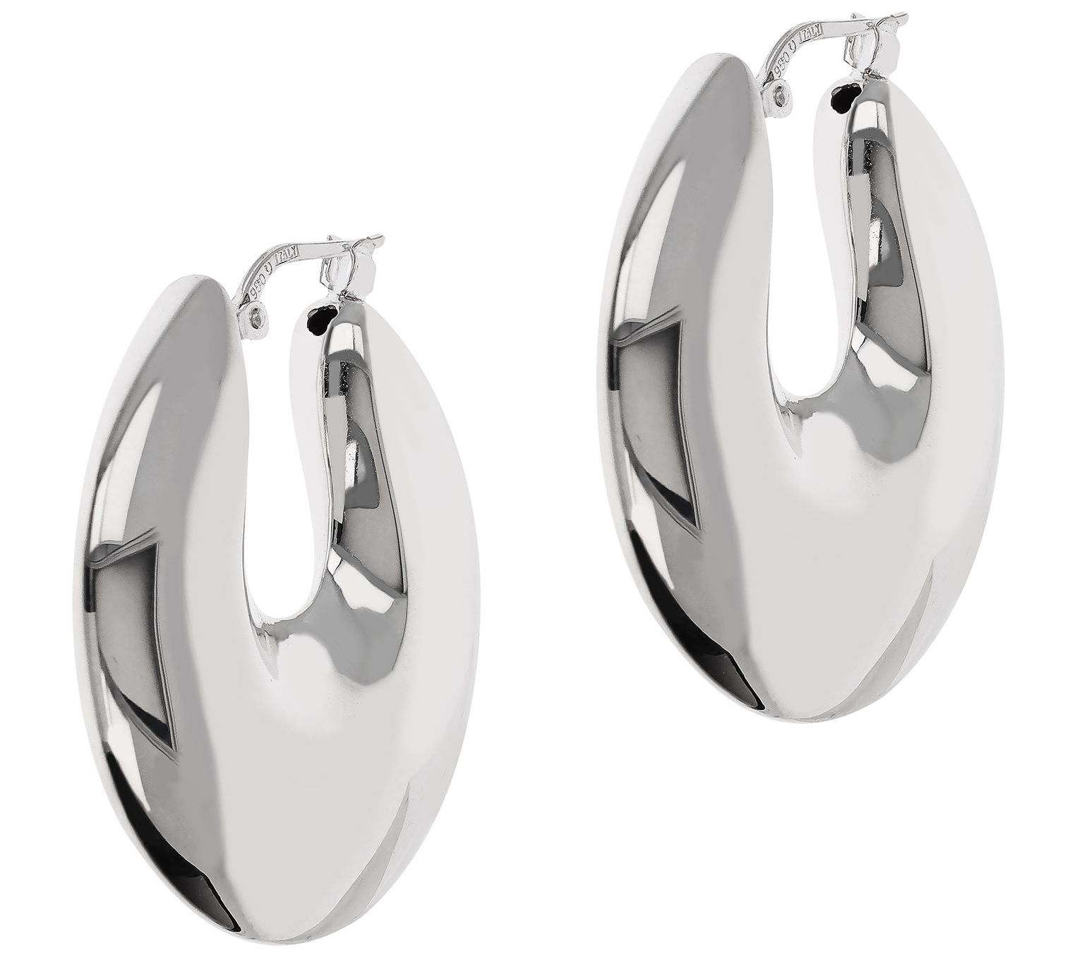 UltraFine Silver Polished Round 1-1/4" Hoop Earrings