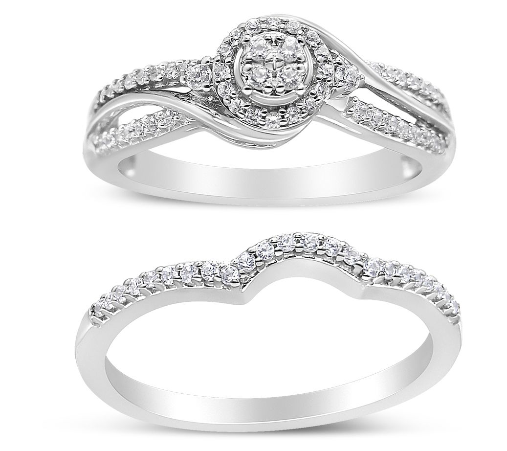 Haus of Brilliance 0.30 Cttw Diamond Bridal Set  Ring, Silver
