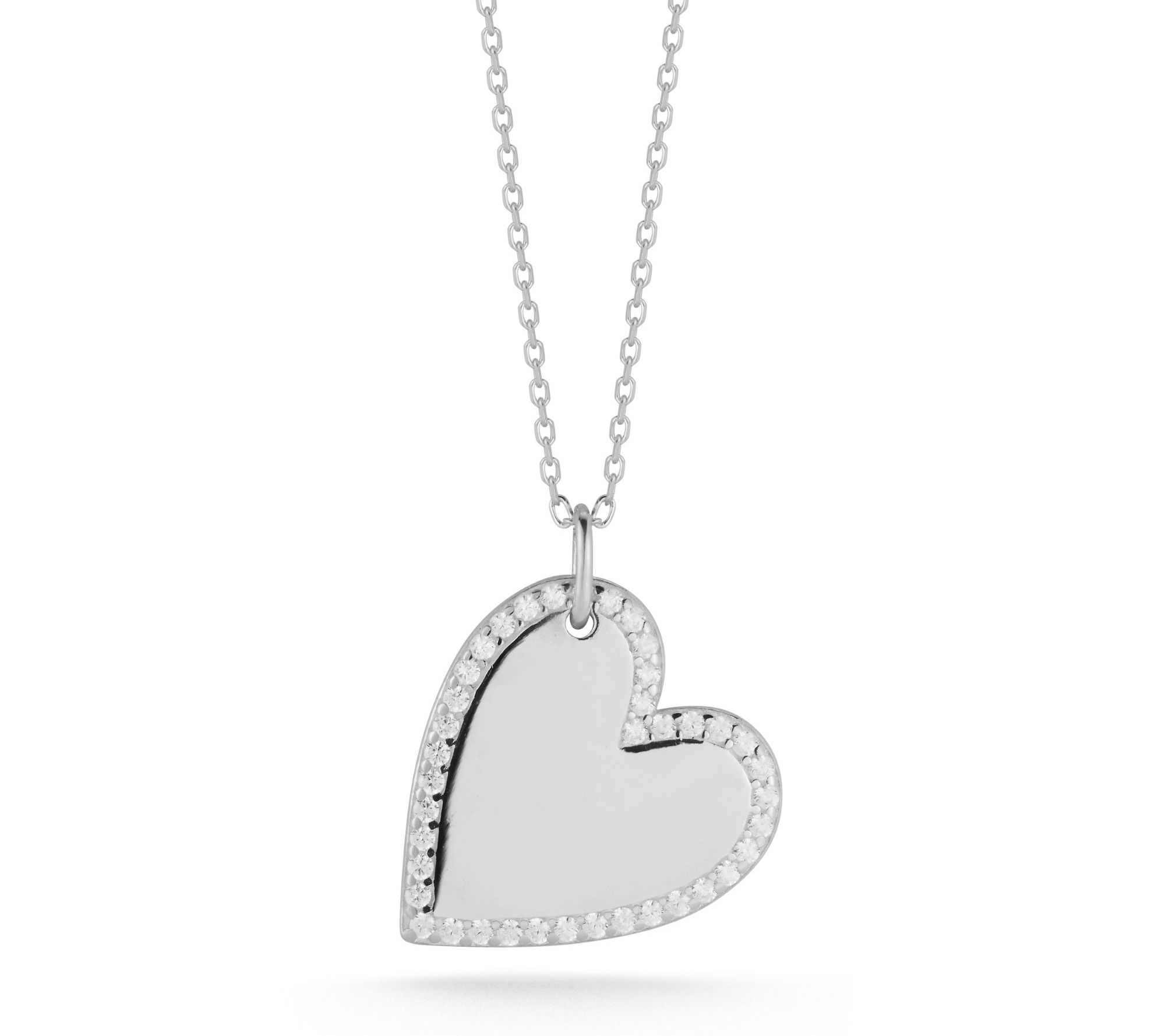 Sterlina Silver Halo Heart Pendant w/ Chain, Sterling
