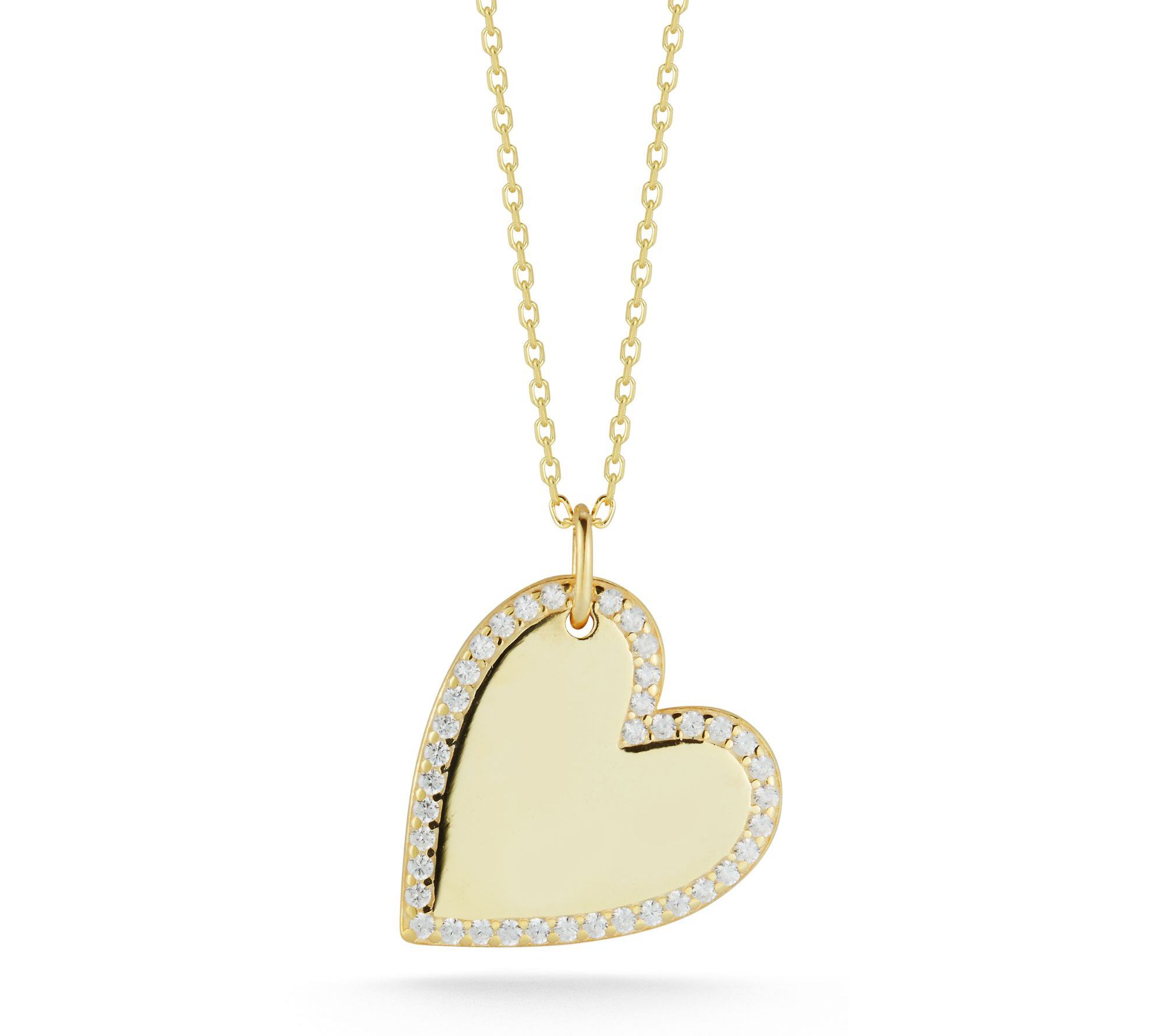 Sterlina Silver Halo Heart Pendant w/ Chain, Sterling