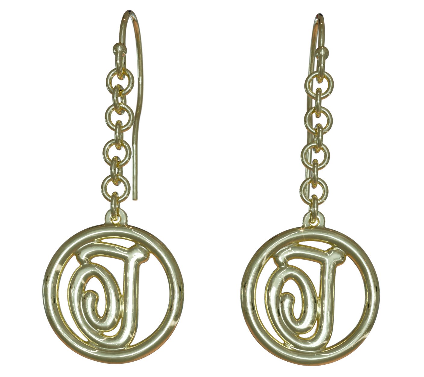 14K Gold Plated Legacy Loop Drop Initial Earrings