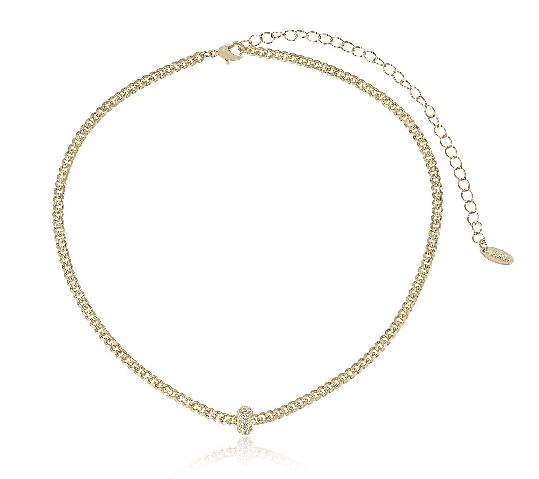 Ettika Curb Link w/ Pave Bead Necklace
