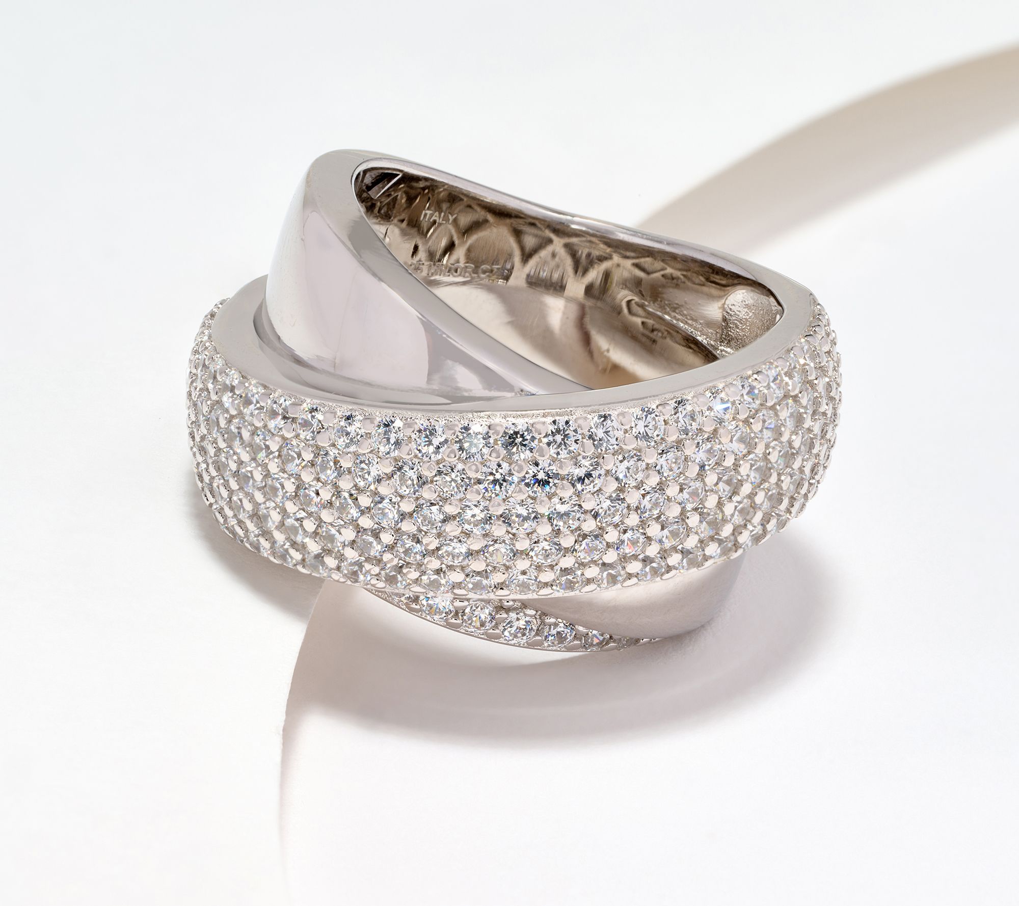 "As Is" Diamonique Italia Pave Band Ring, Sterling Silver