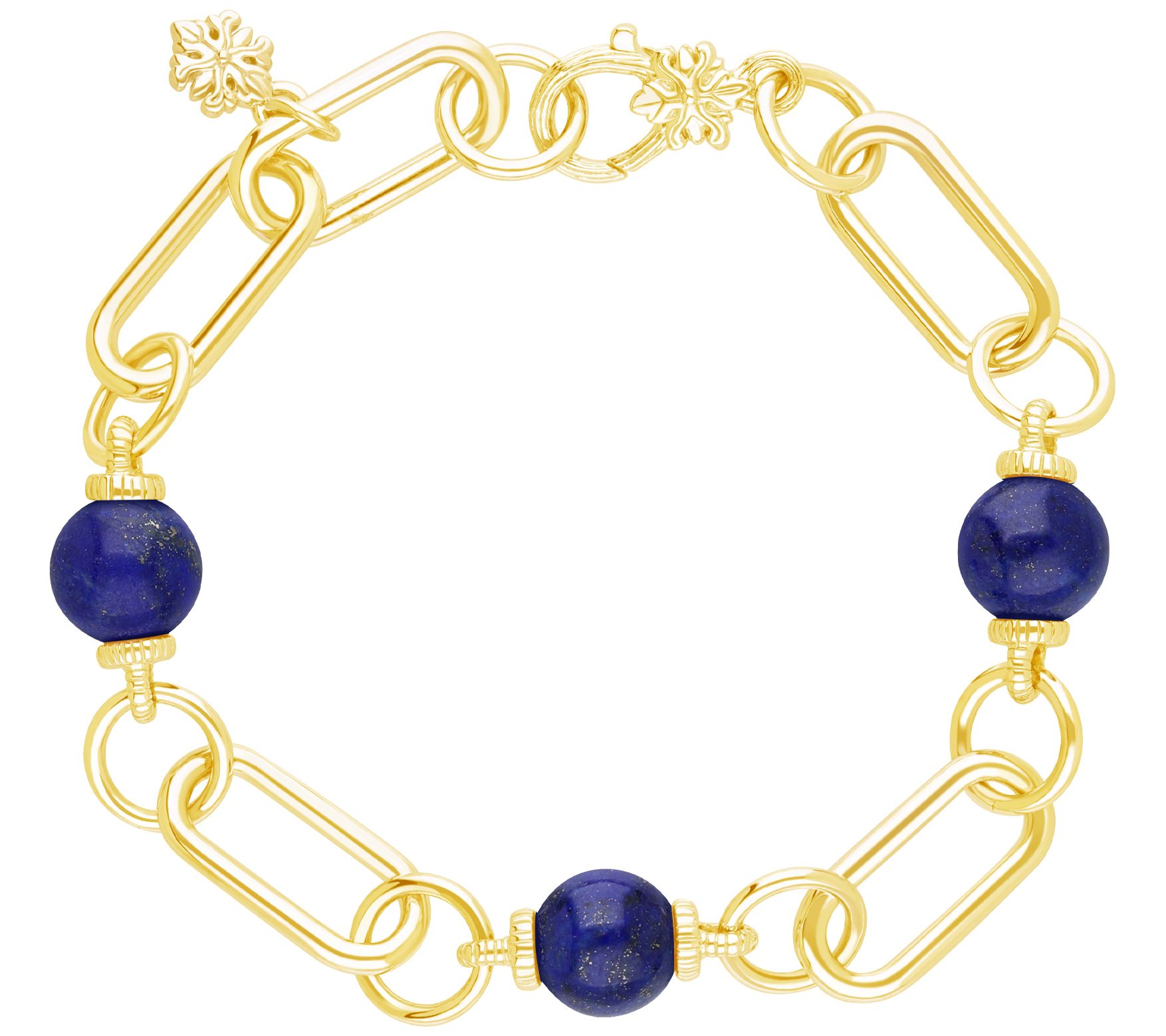 Ariva Silver 18K Clad Paperclip Gemstone Station Bracelet