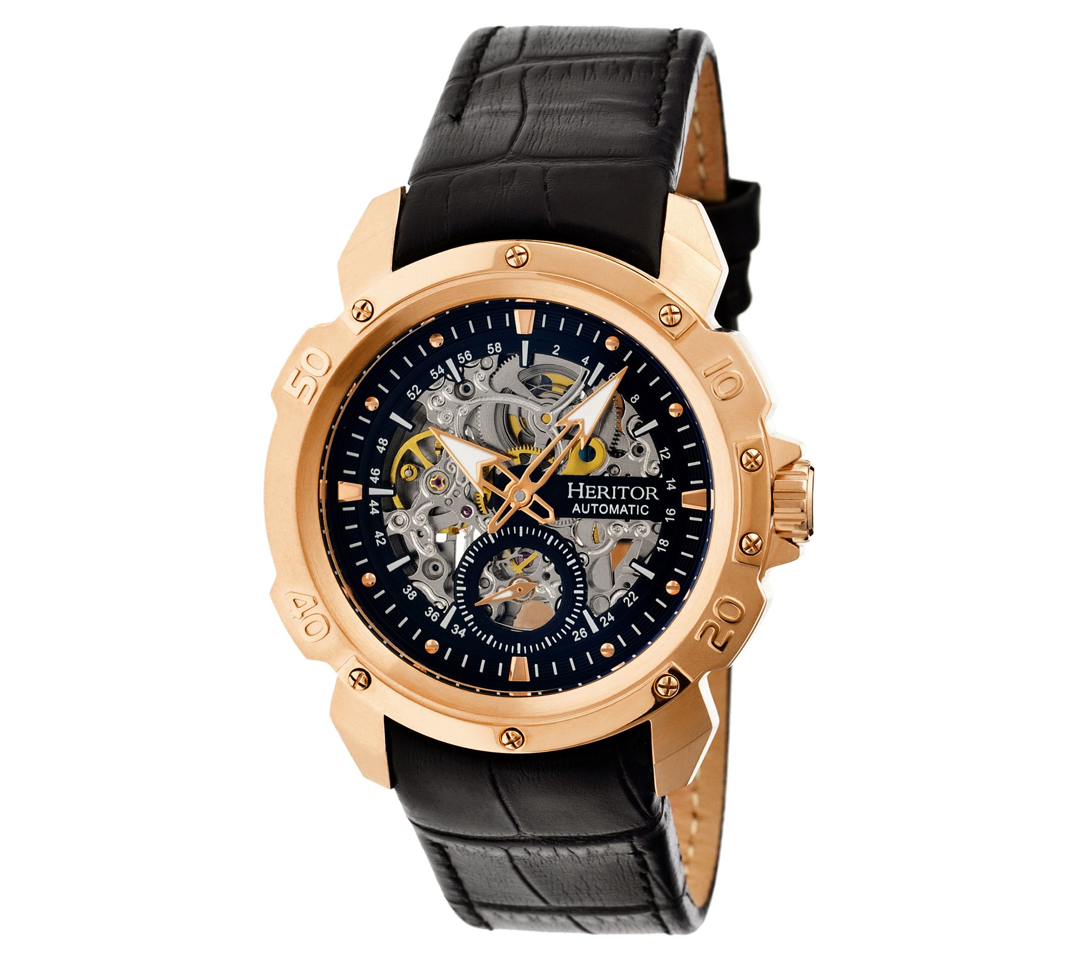 Heritor Men's C onrad Stainless Automatic Skel eton Dial Watch