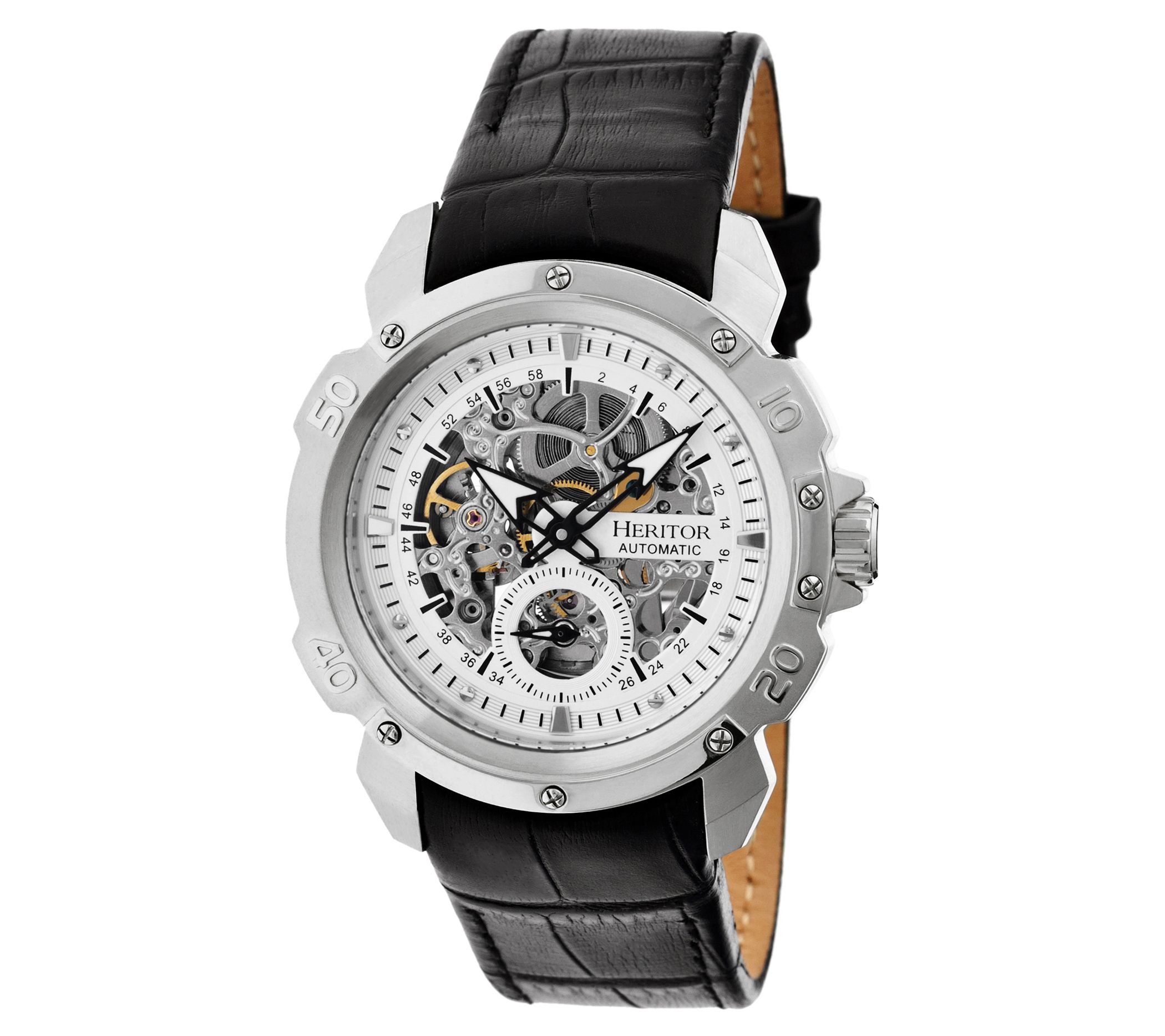 Heritor Men's C onrad Stainless Automatic Skel eton Dial Watch