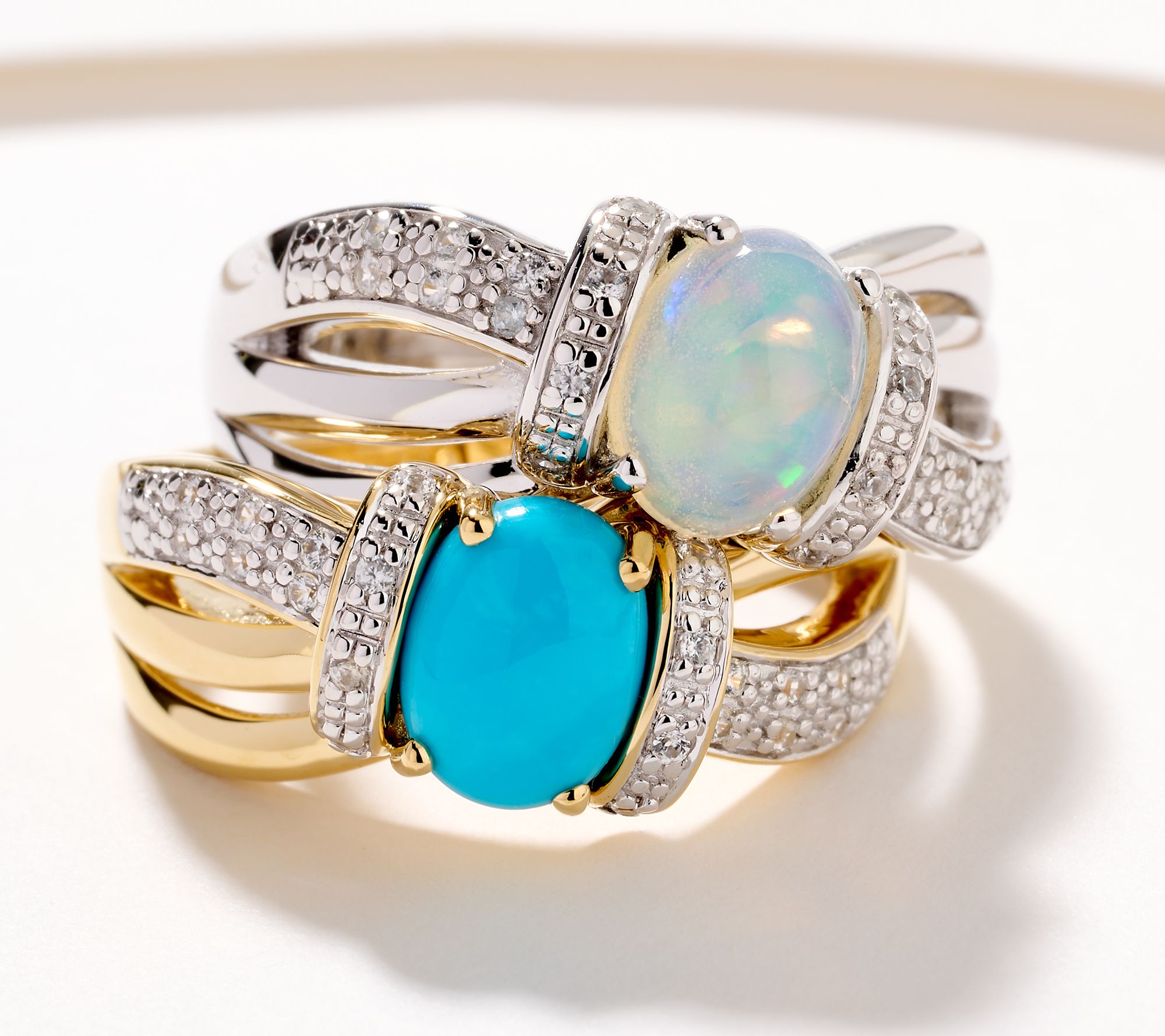 R279 Stunning shops Multicolor Opal and Zircon Ring