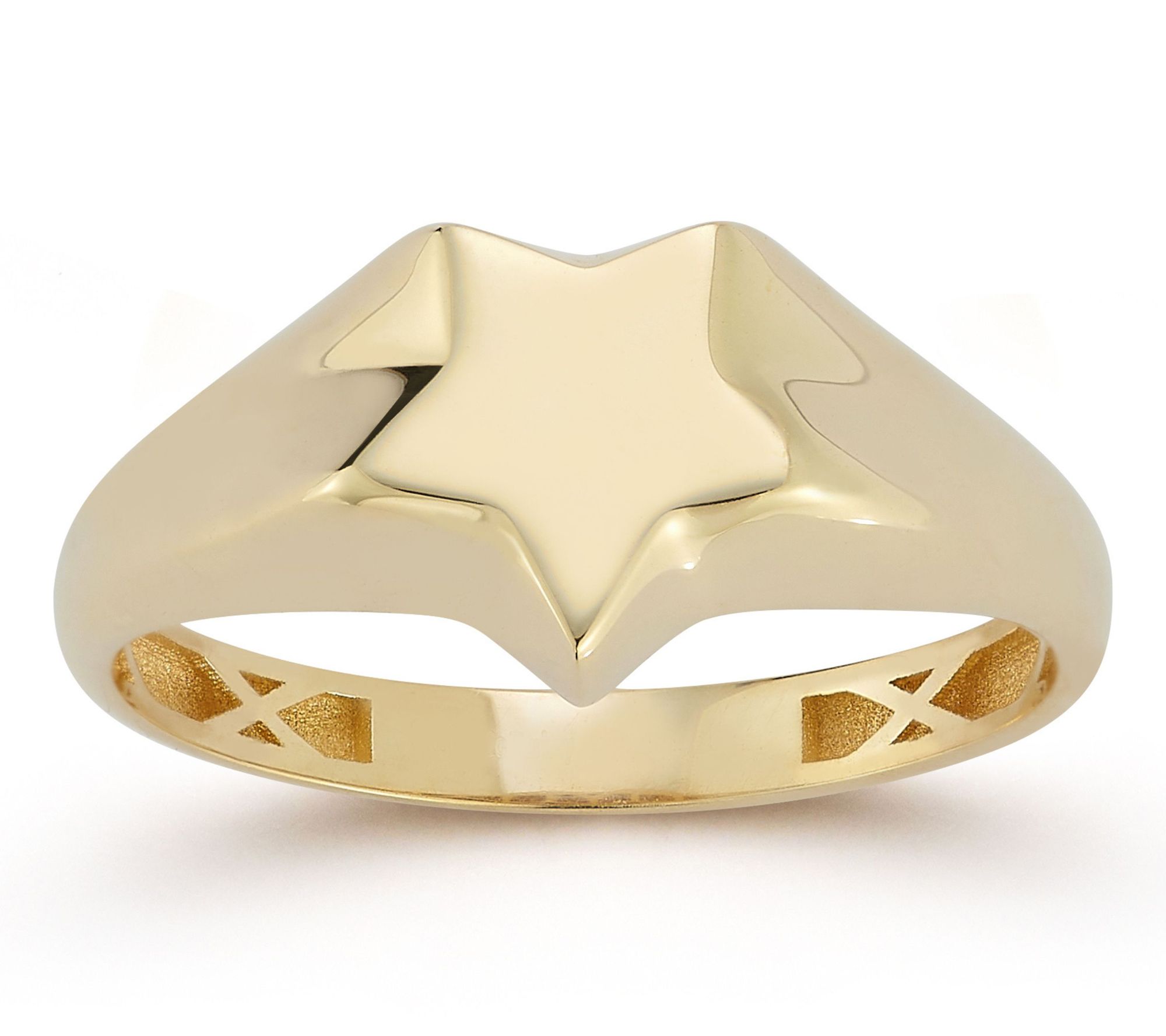 Luminosa Gold Flat Star Signet Ring, 14K