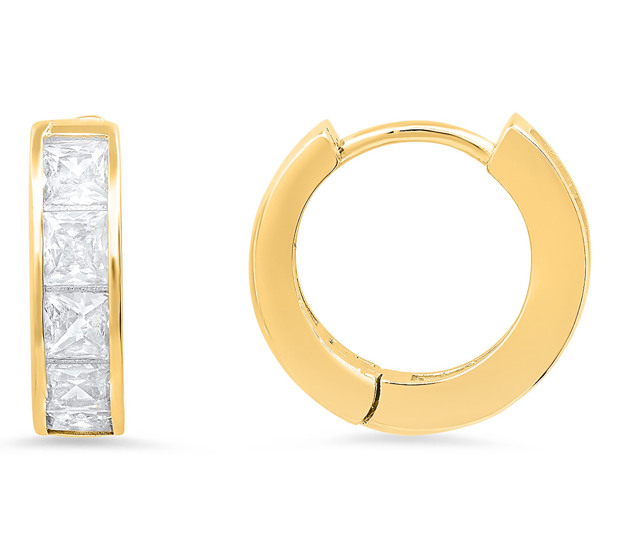 Diamonique 1/2" Princess Cut Hoop Earrings, Sterling Silver