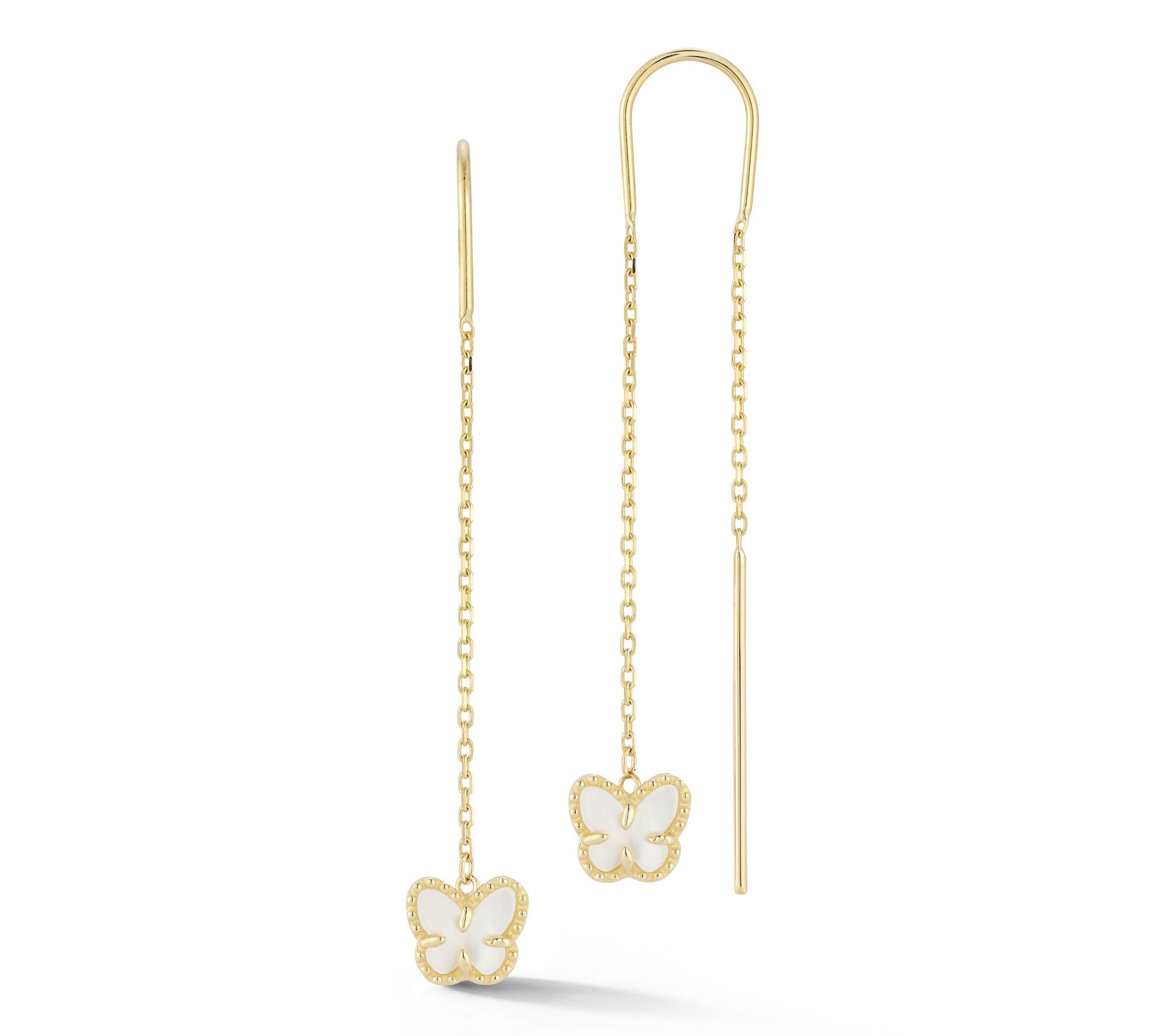 Luminosa Gold Mother of Pearl Butterfly Earrings, 14K