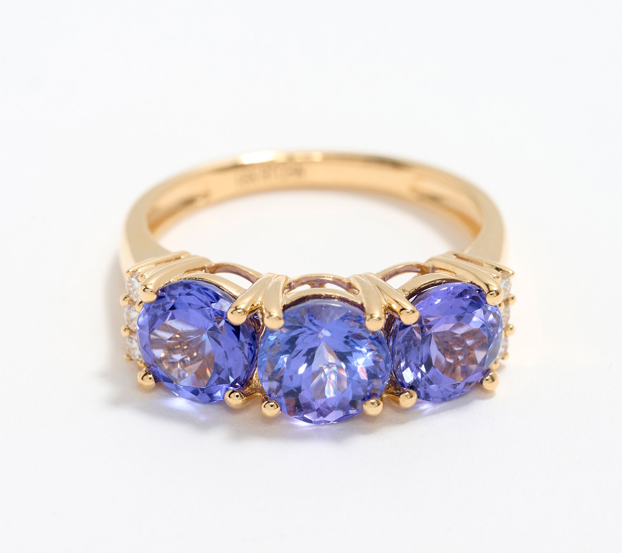 Pure Tanzanite by Jeff Moseley 3-Stone 3 cttw Ring with Diamonds, 18K Y