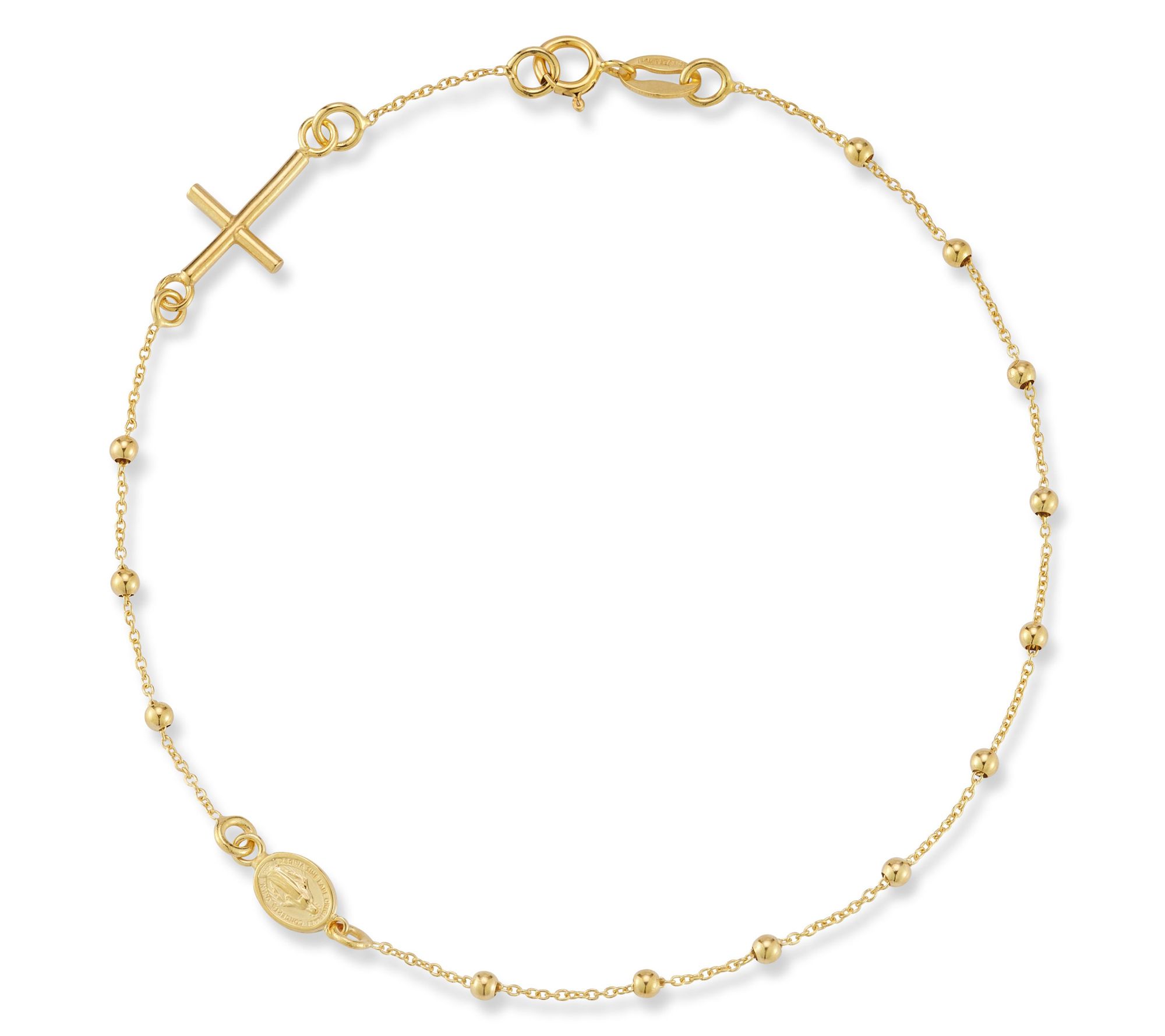 Italian Gold Dainty Rosary Beaded Bracelet, 14K