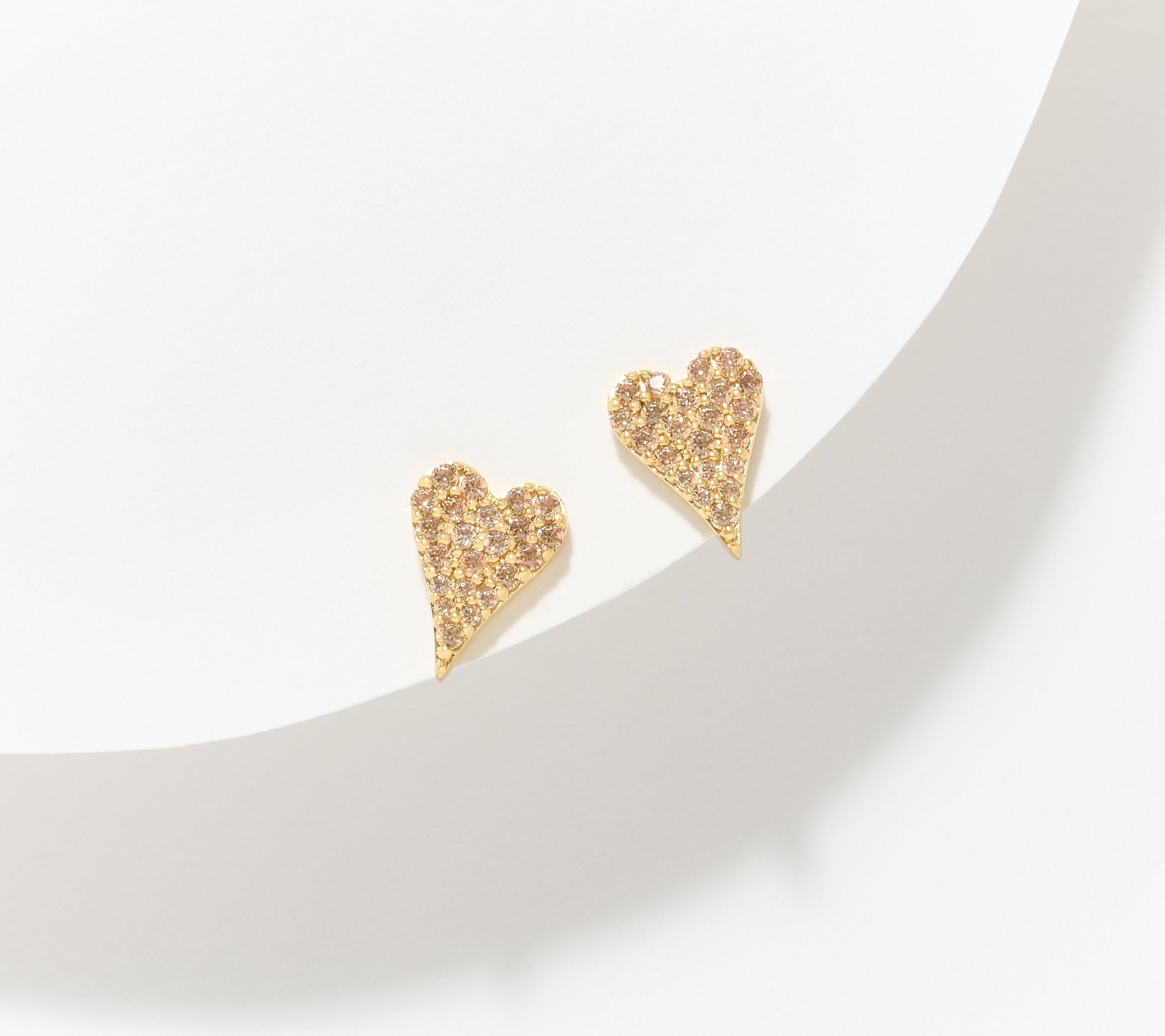 Diamonique x Jennifer Miller Elongated Pave Heart Stud Earrings, Sterl
