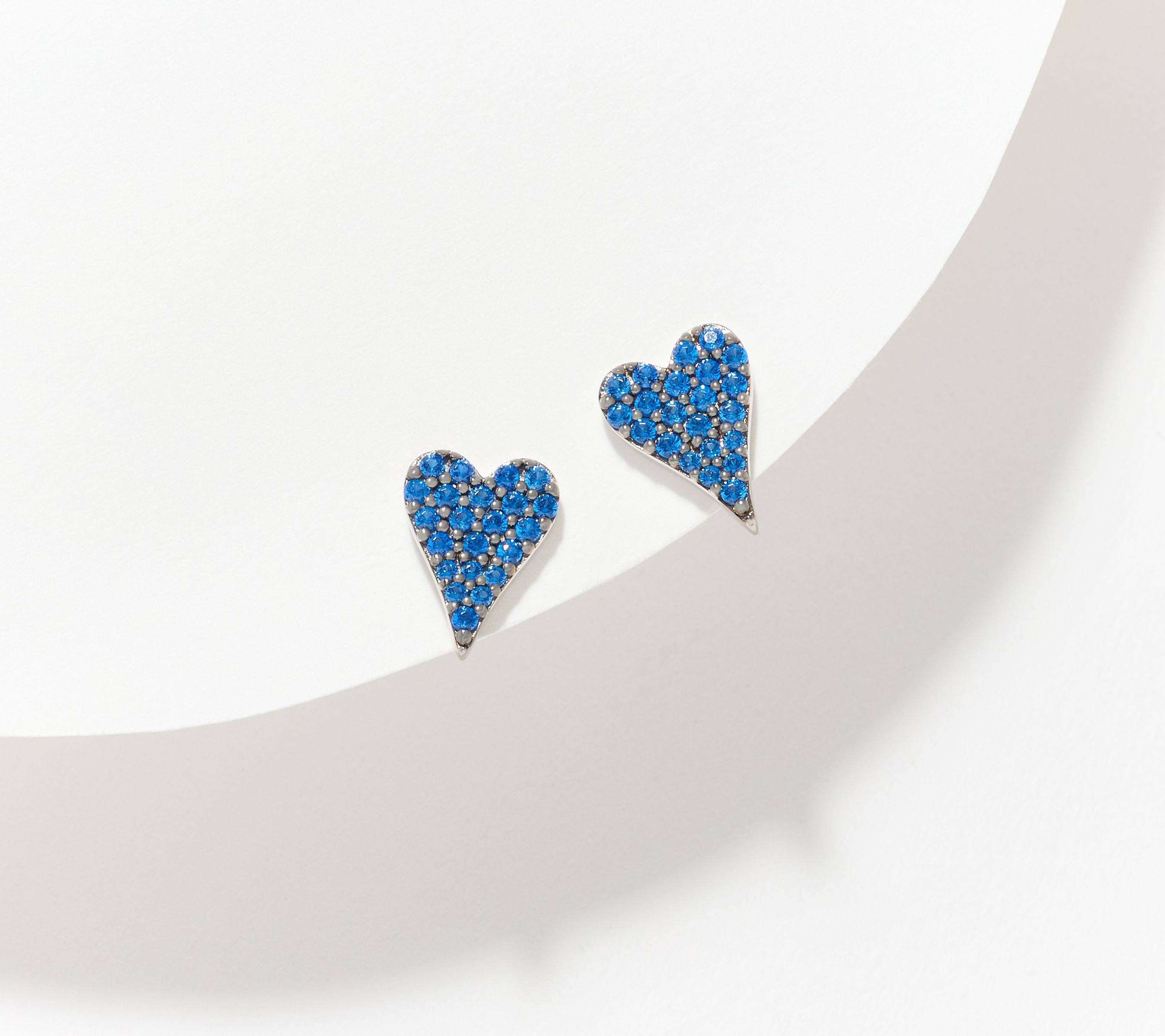 Diamonique x Jennifer Miller Elongated Pave Heart Stud Earrings, Sterl