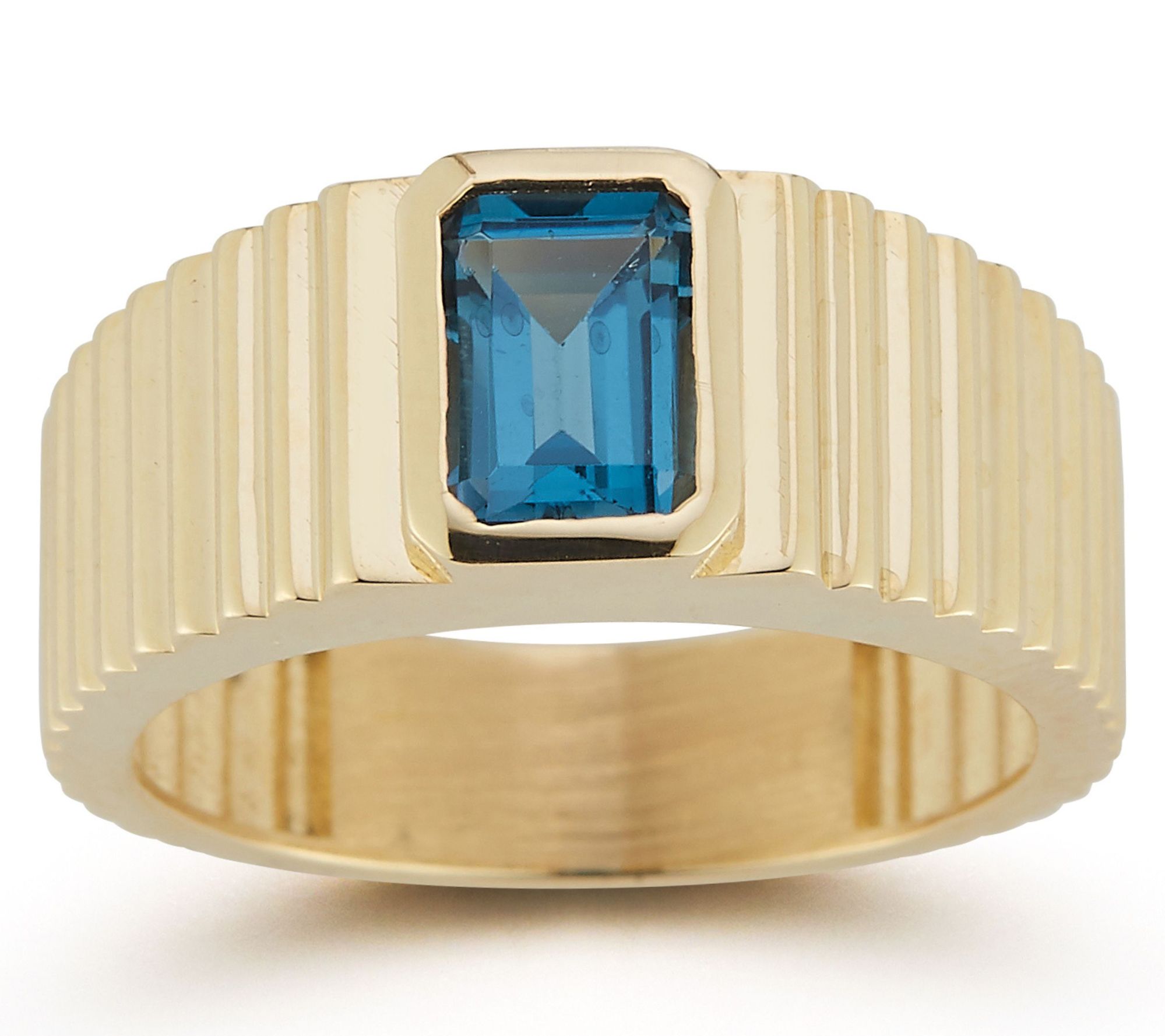 Luminosa Gold Gemstone Ribbed Band Ring, 14K