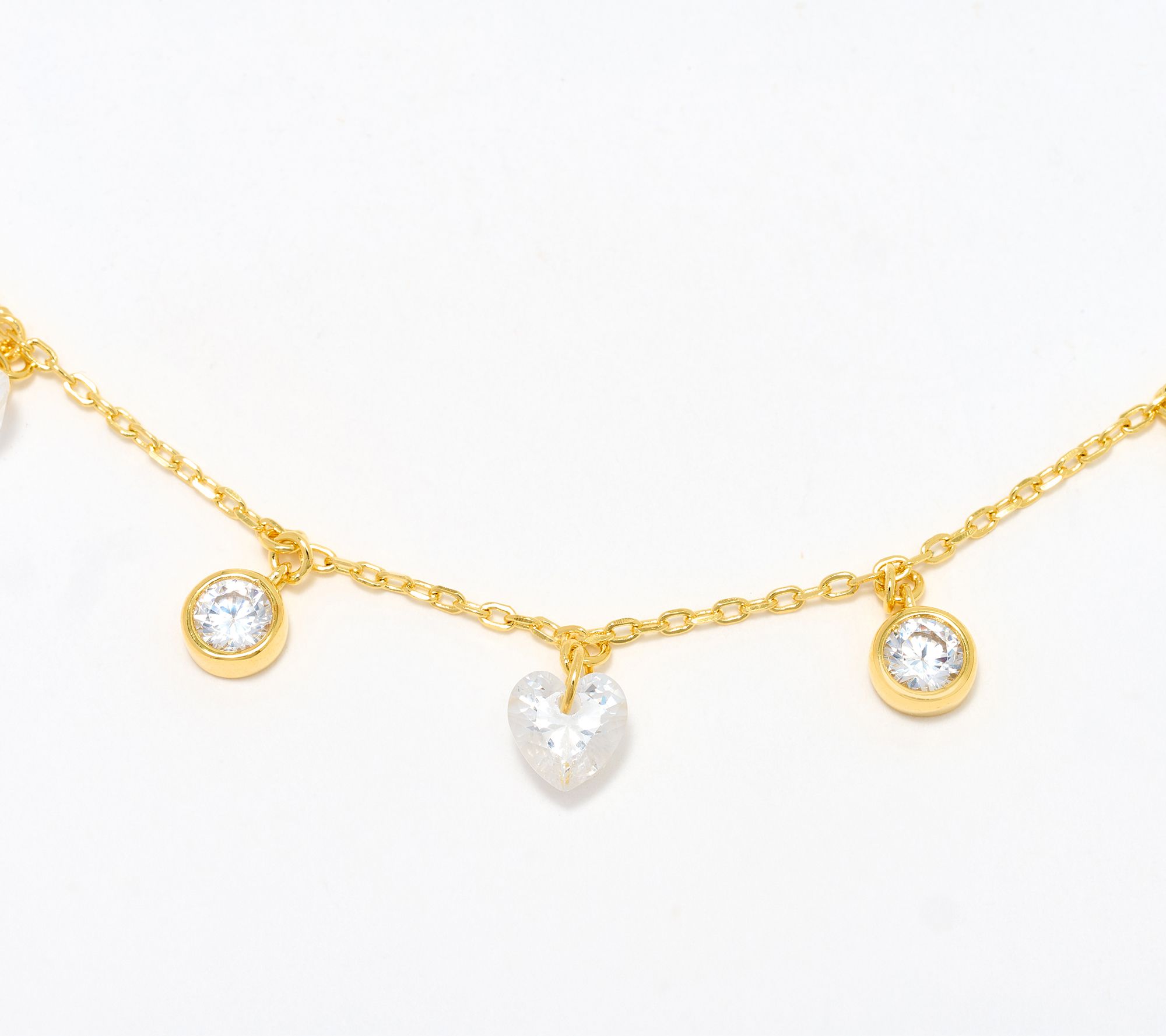 As Is Diamonique Station Heart & Round Cut Necklace, SS